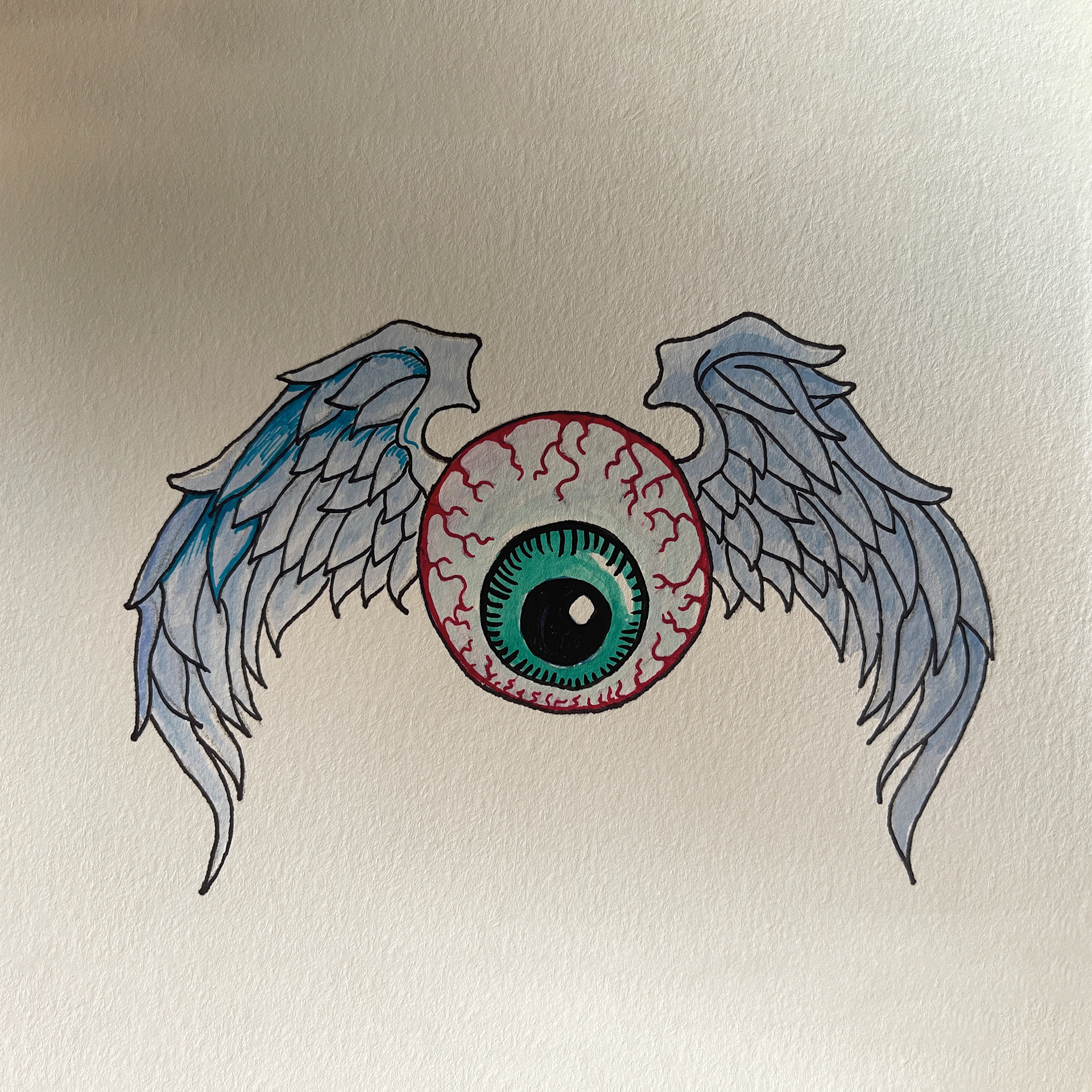 ballpoint pen, watercolor