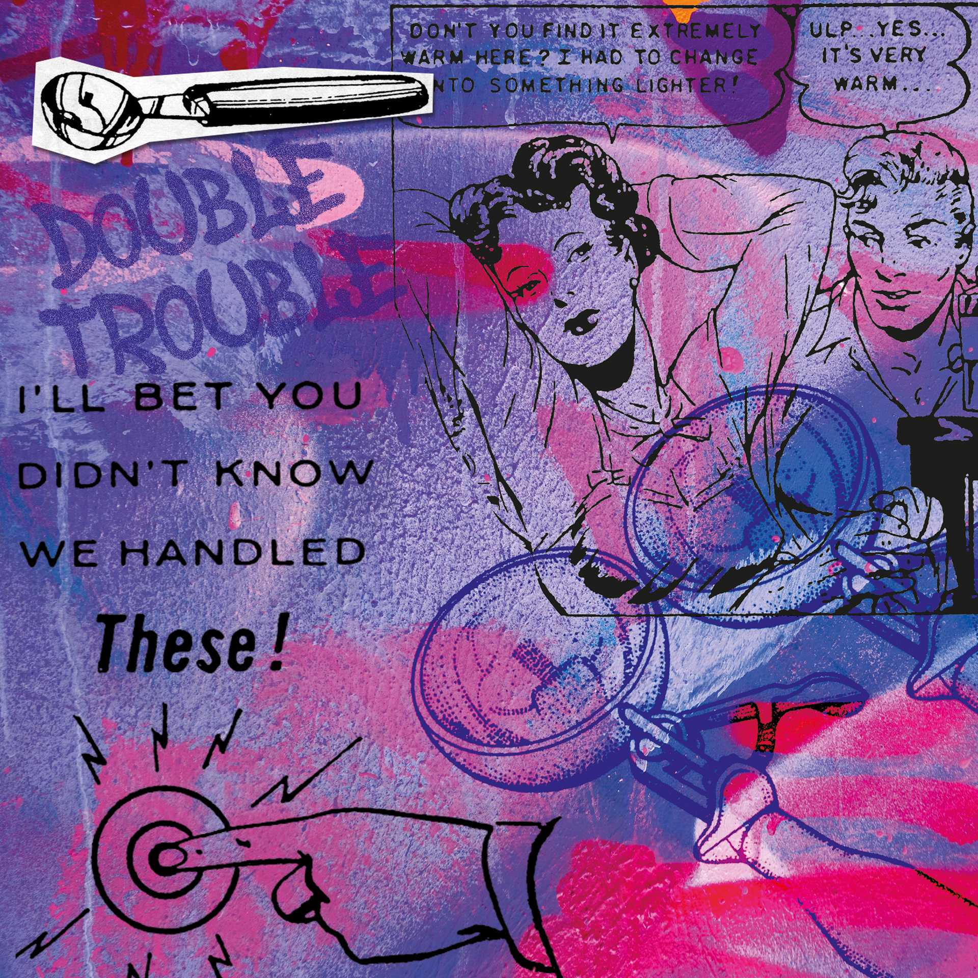 "Double Bubble Trouble" acrylic, oil stick, collage, enamel