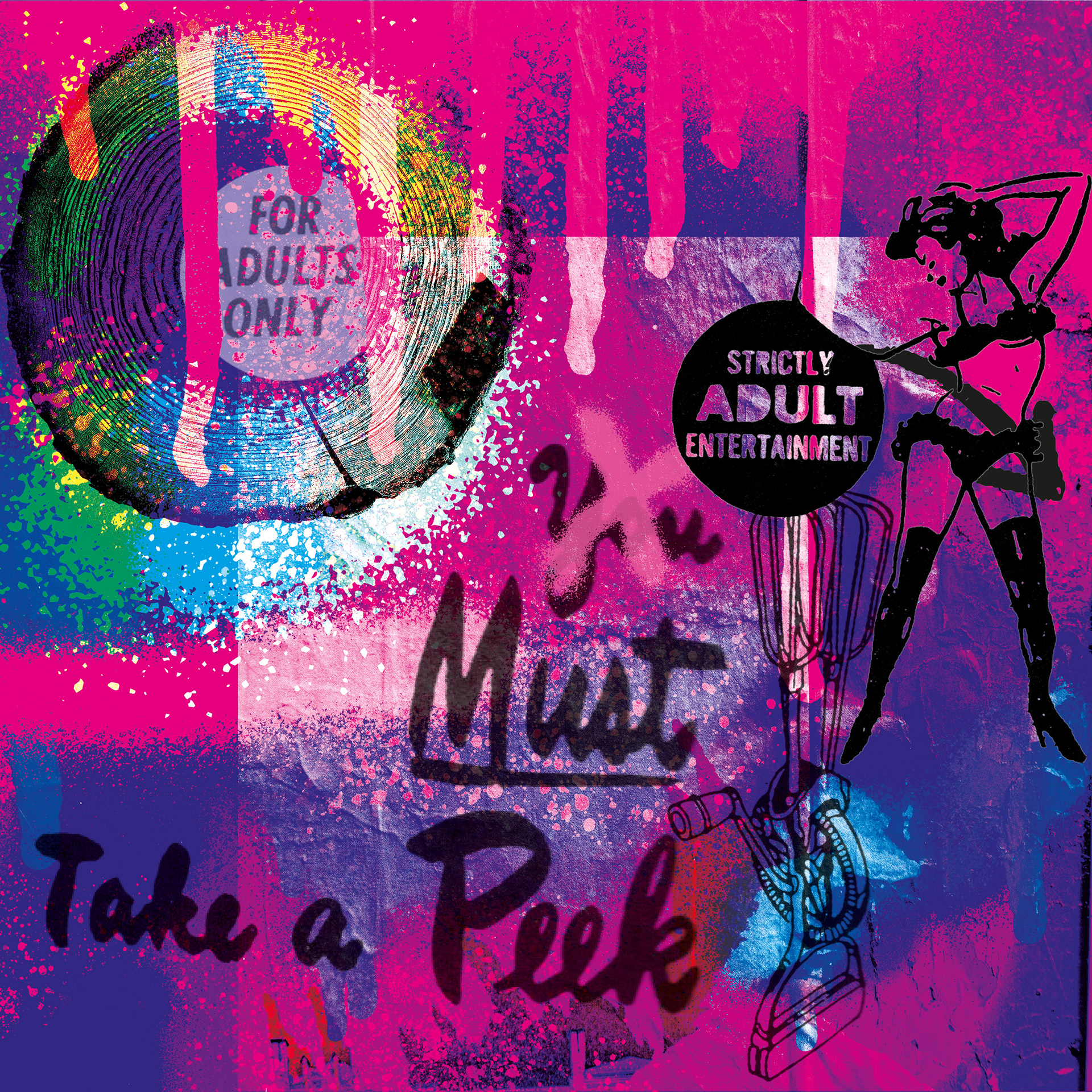 "You Must Take a Peek" acrylic, ink, enamel