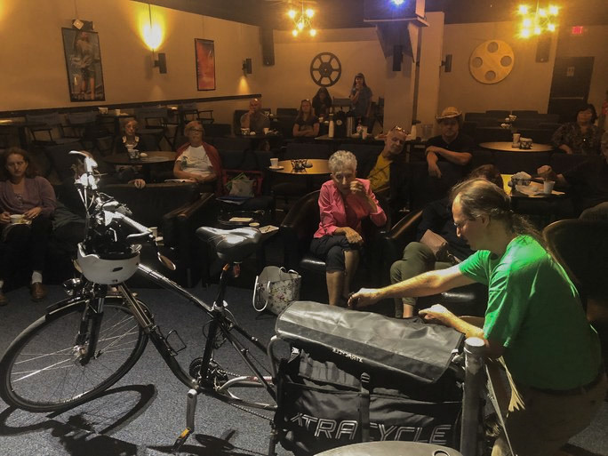 Taking cargo bikes at the "Motherload" film premiere at Cinematique in 2019. (Photo credit: ReThink Your Commute)