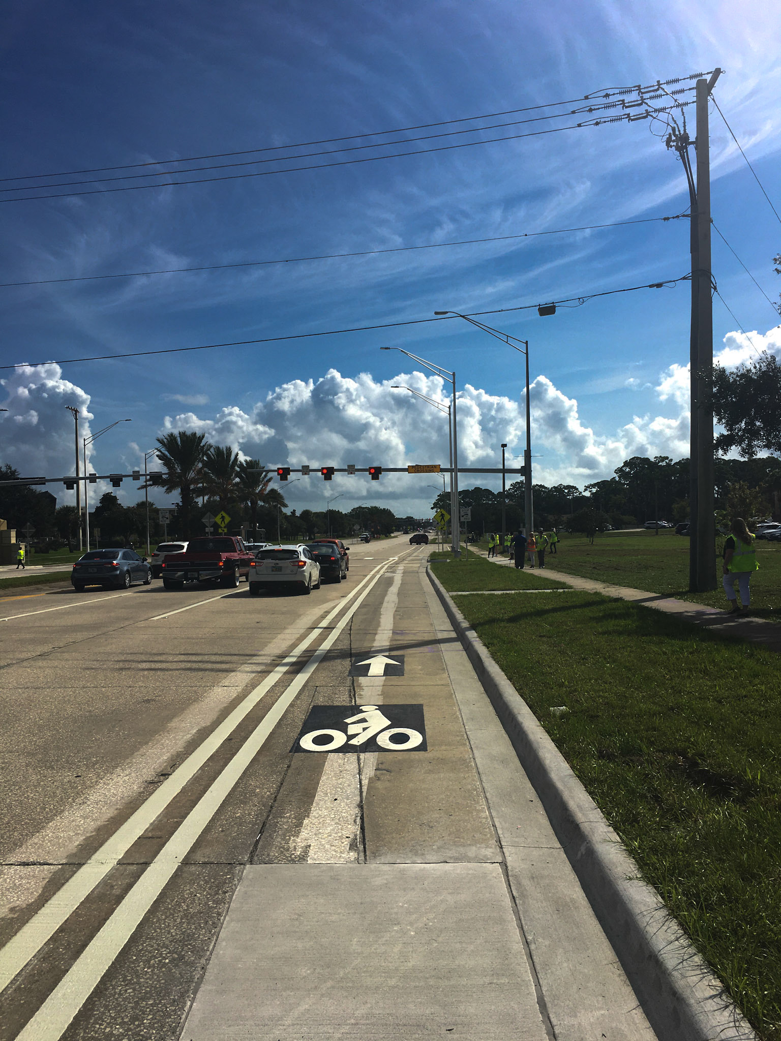 Bike lane on ISB near Mainland HS, Daytona Beach