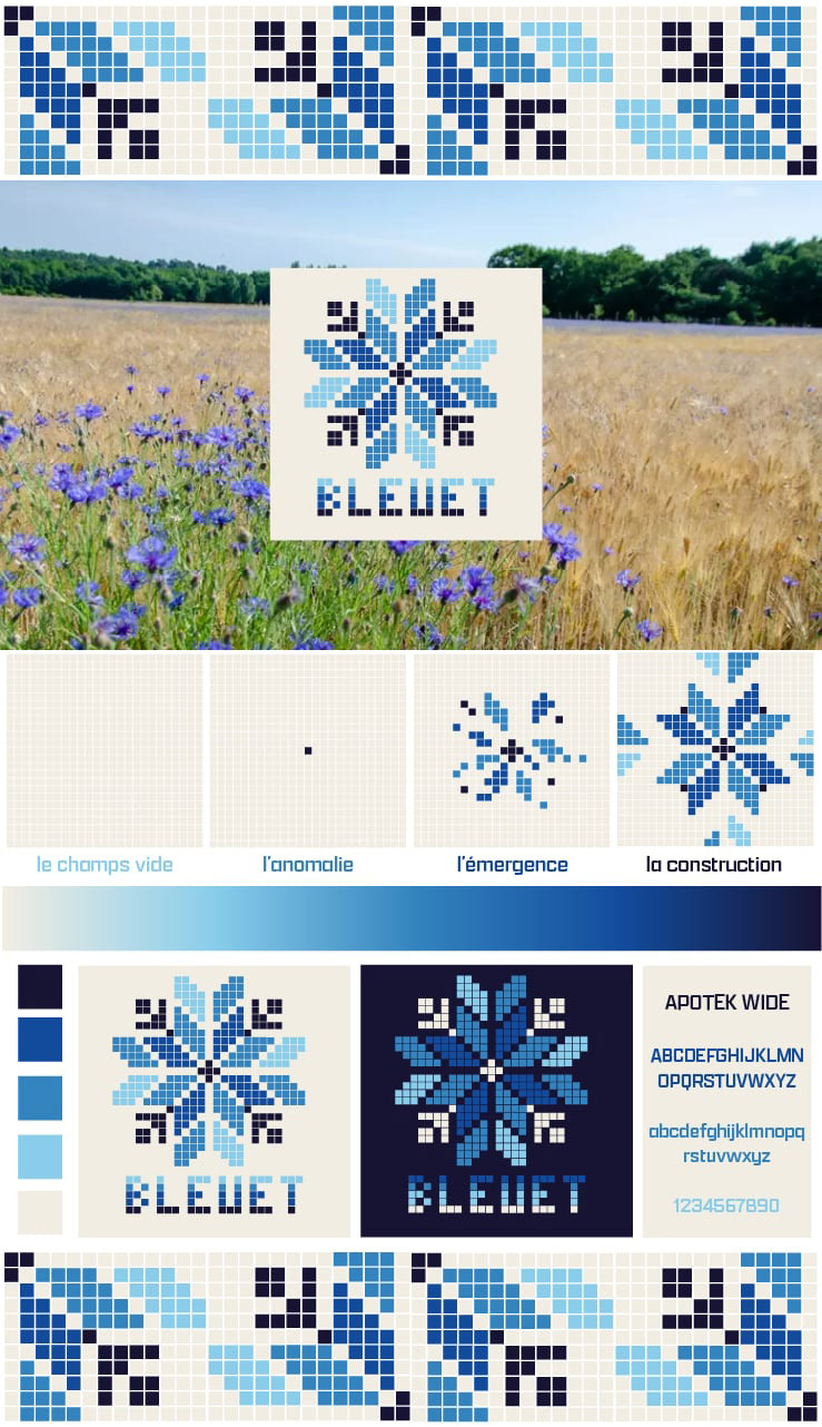 Logo Style Pixel Art Bleuet