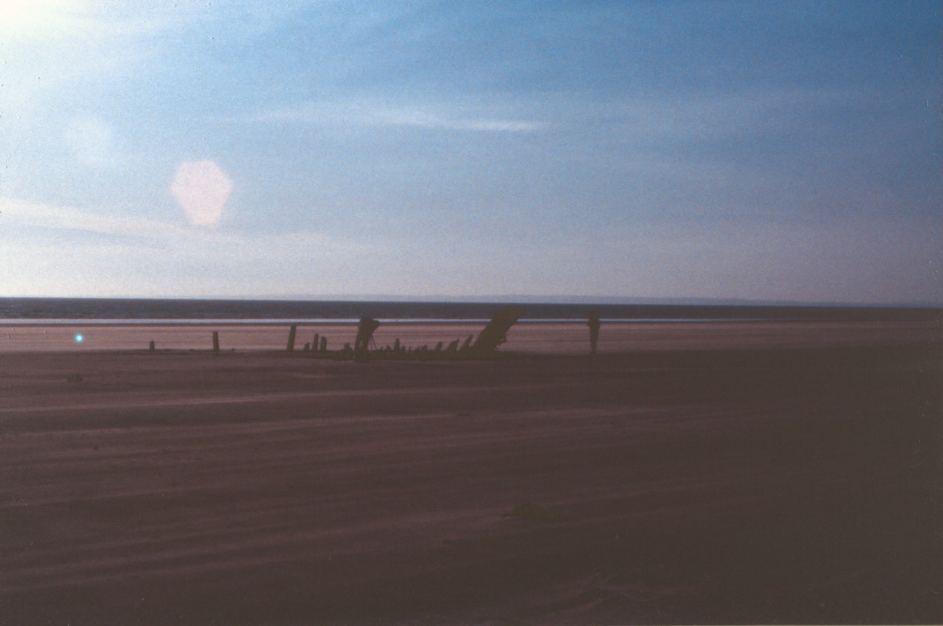 Wreck of the 'Helvetia', Rhossili Beach, Gower. 1989 (35mm colour slide)
