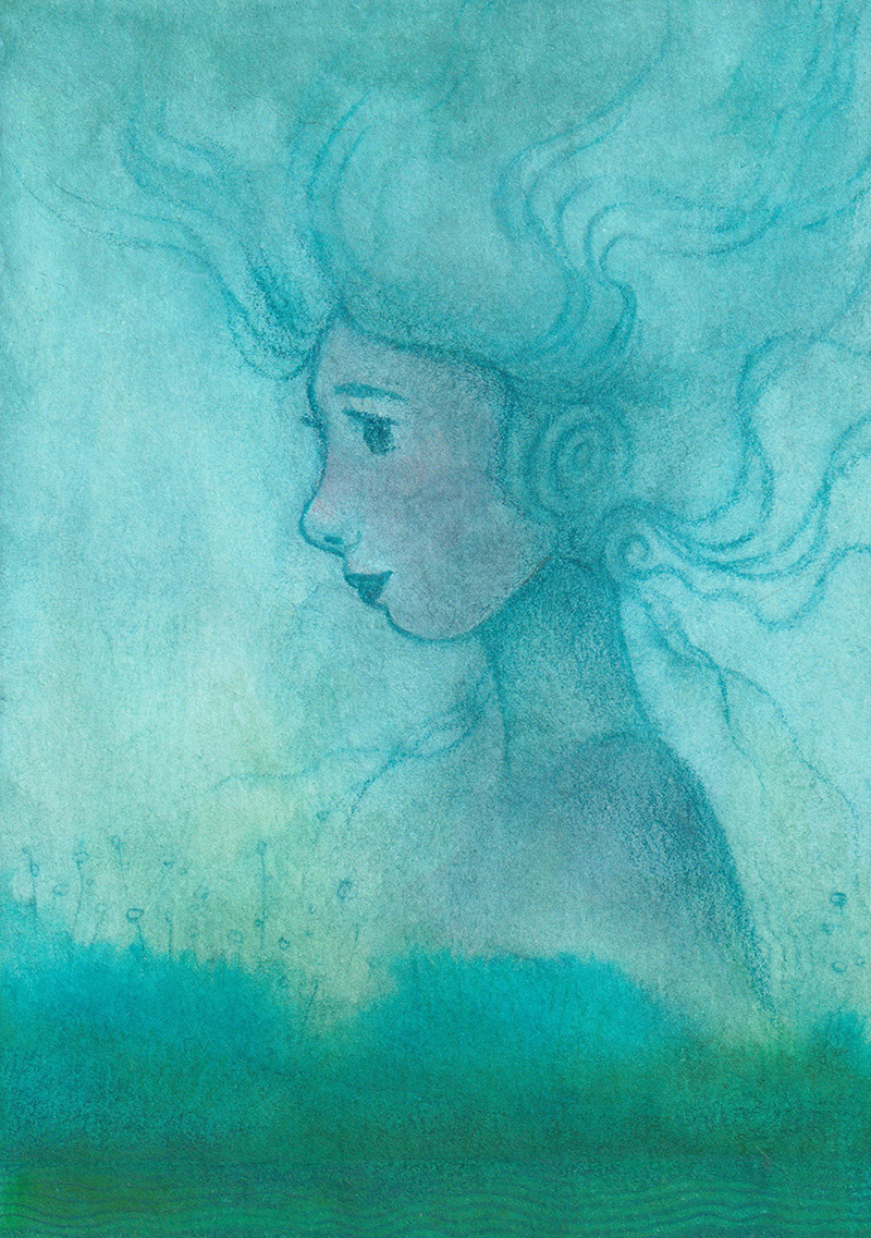 Submerged - Watercolour & colored pencils