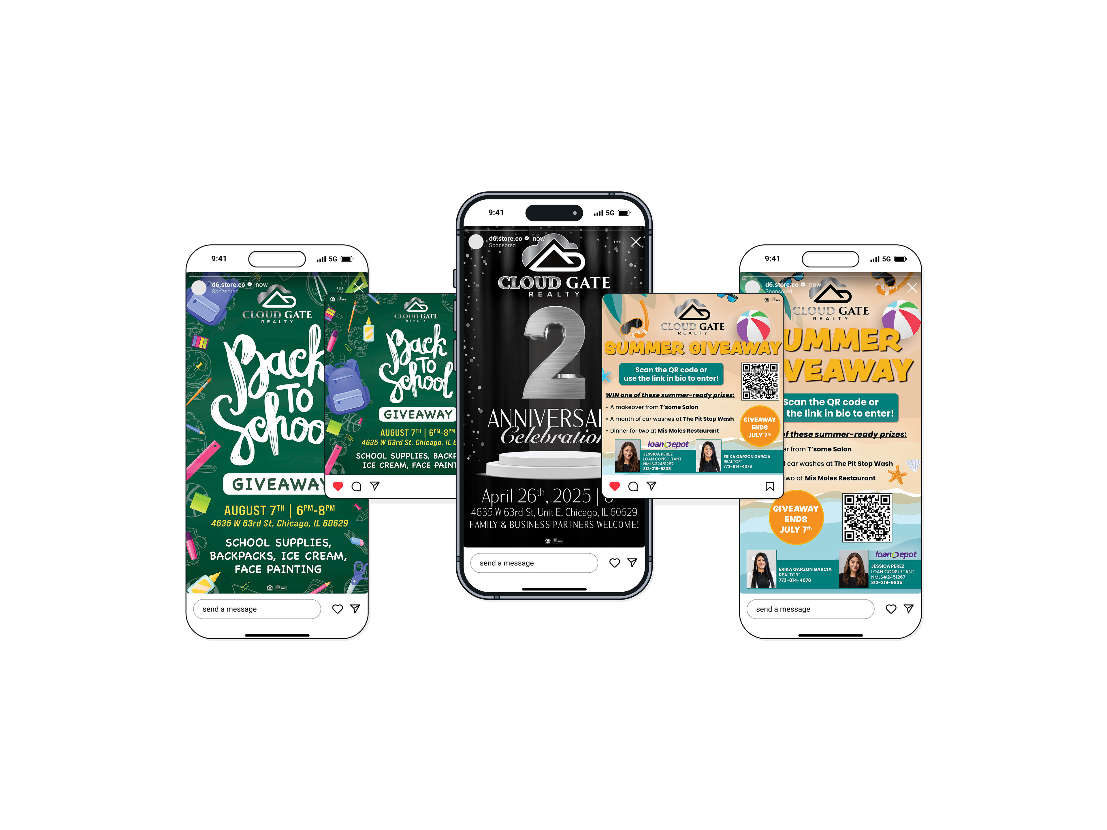 Event stories and posts created for Cloud Gate Realty