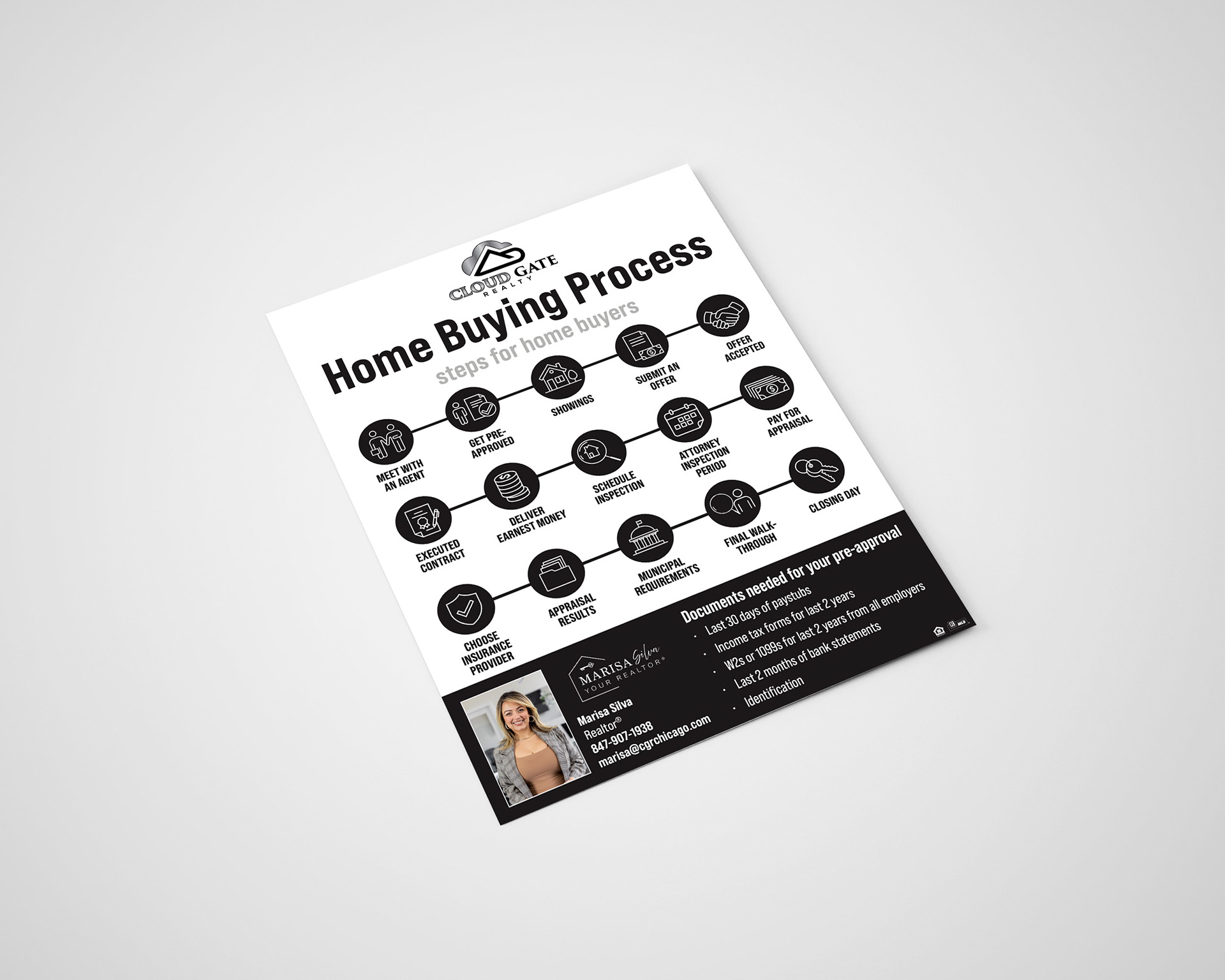 Home buying process flyer created for Marisa Silva