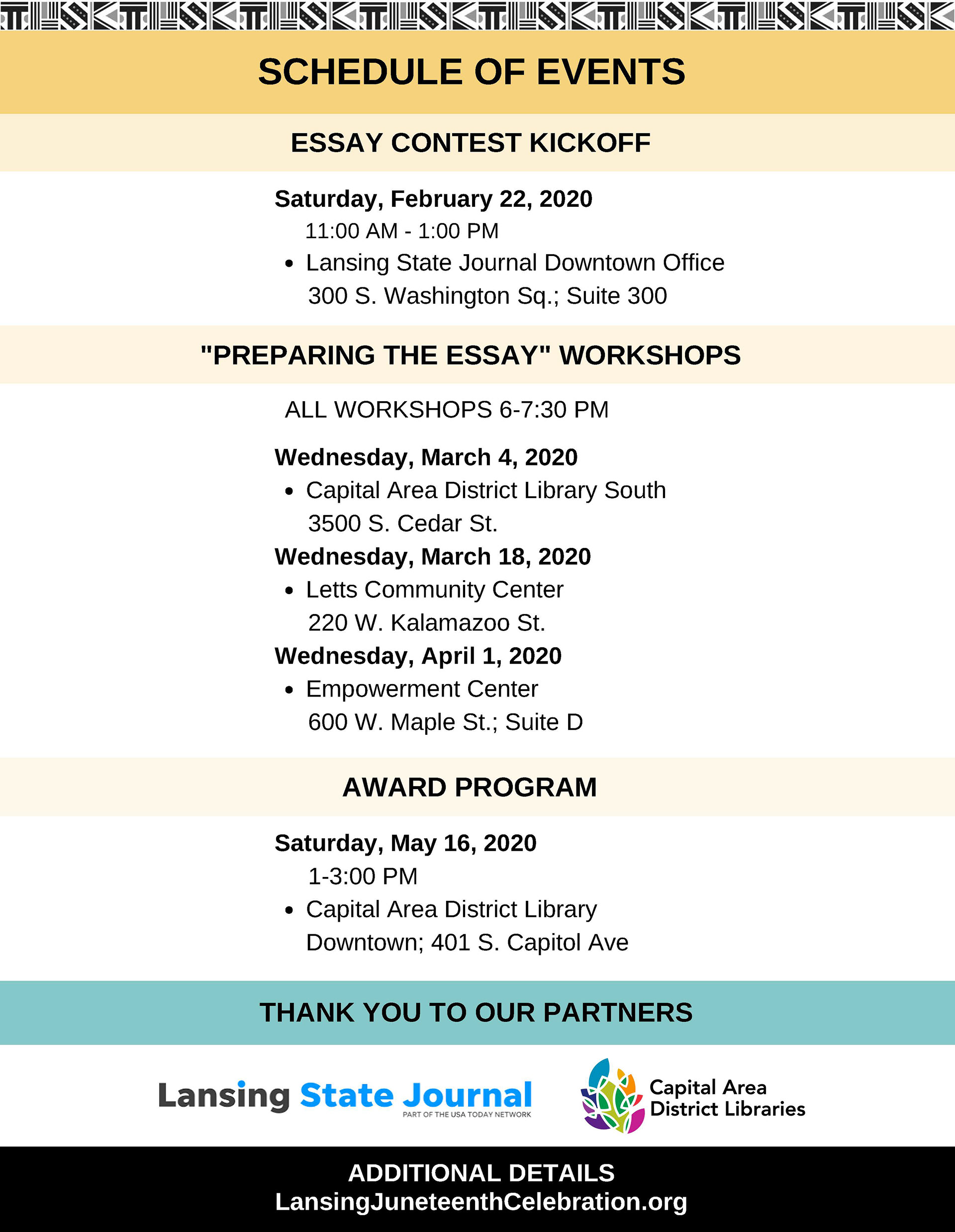 Schedule of Events Flyer
