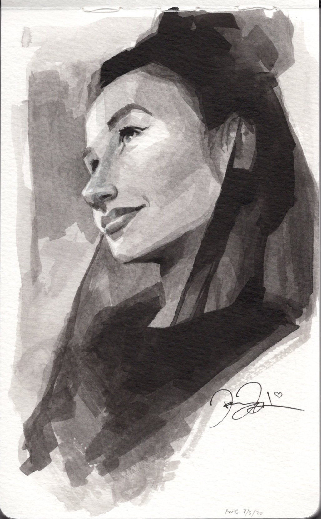 Amie - Acrylic Ink Wash Portrait