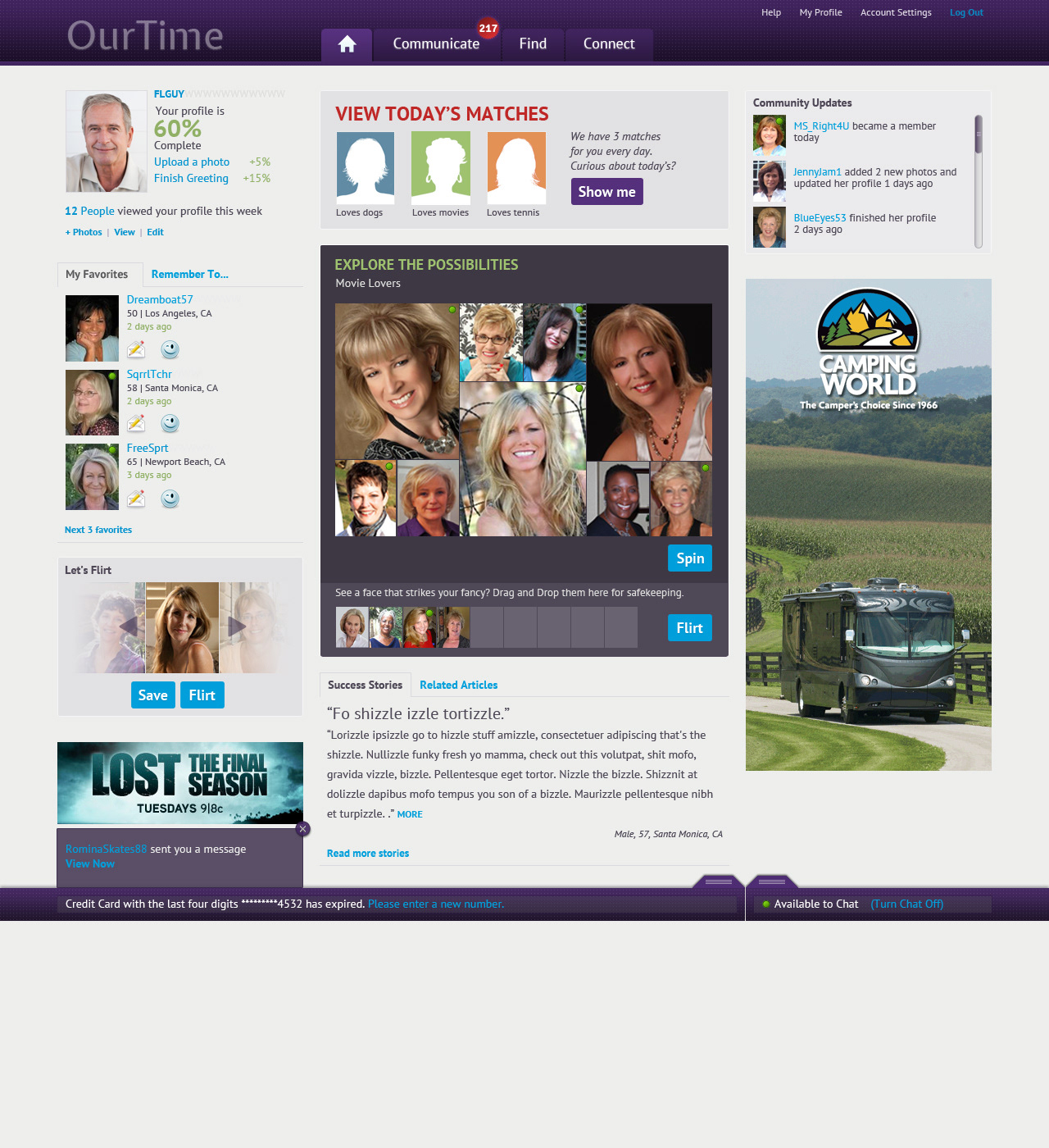 Ourtime - Homepage design