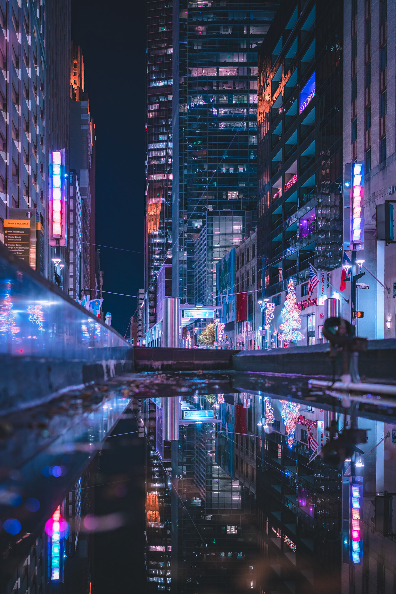 Cyberpunk view of Houston, Texas