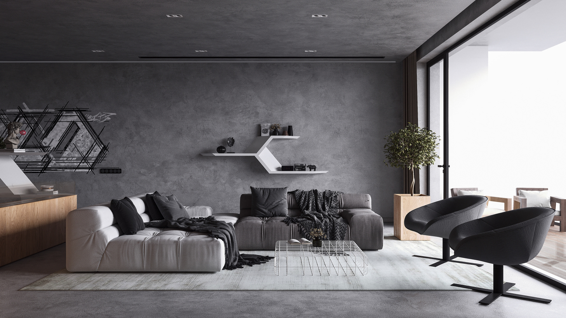 interior nash concrete minimal folding origami wood beton bebitalia graffiti minimalistic living