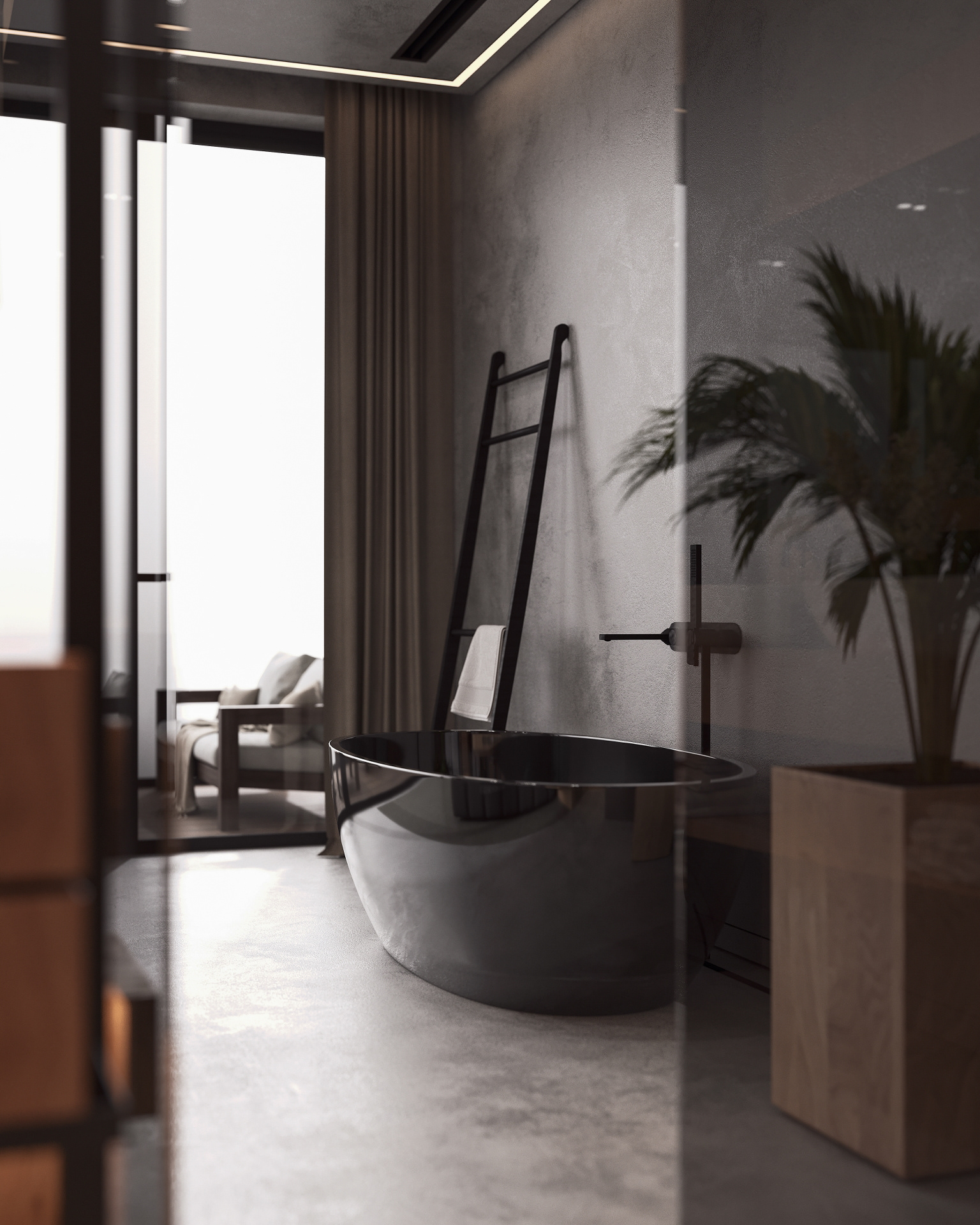 interior nash concrete minimal folding origami wood beton bebitalia graffiti minimalistic living sofa fireplace lighting tv area pot shelves view kitchen island stainless steel armchair master bedroom wardrobe glass tinted bathroom antoniolupi