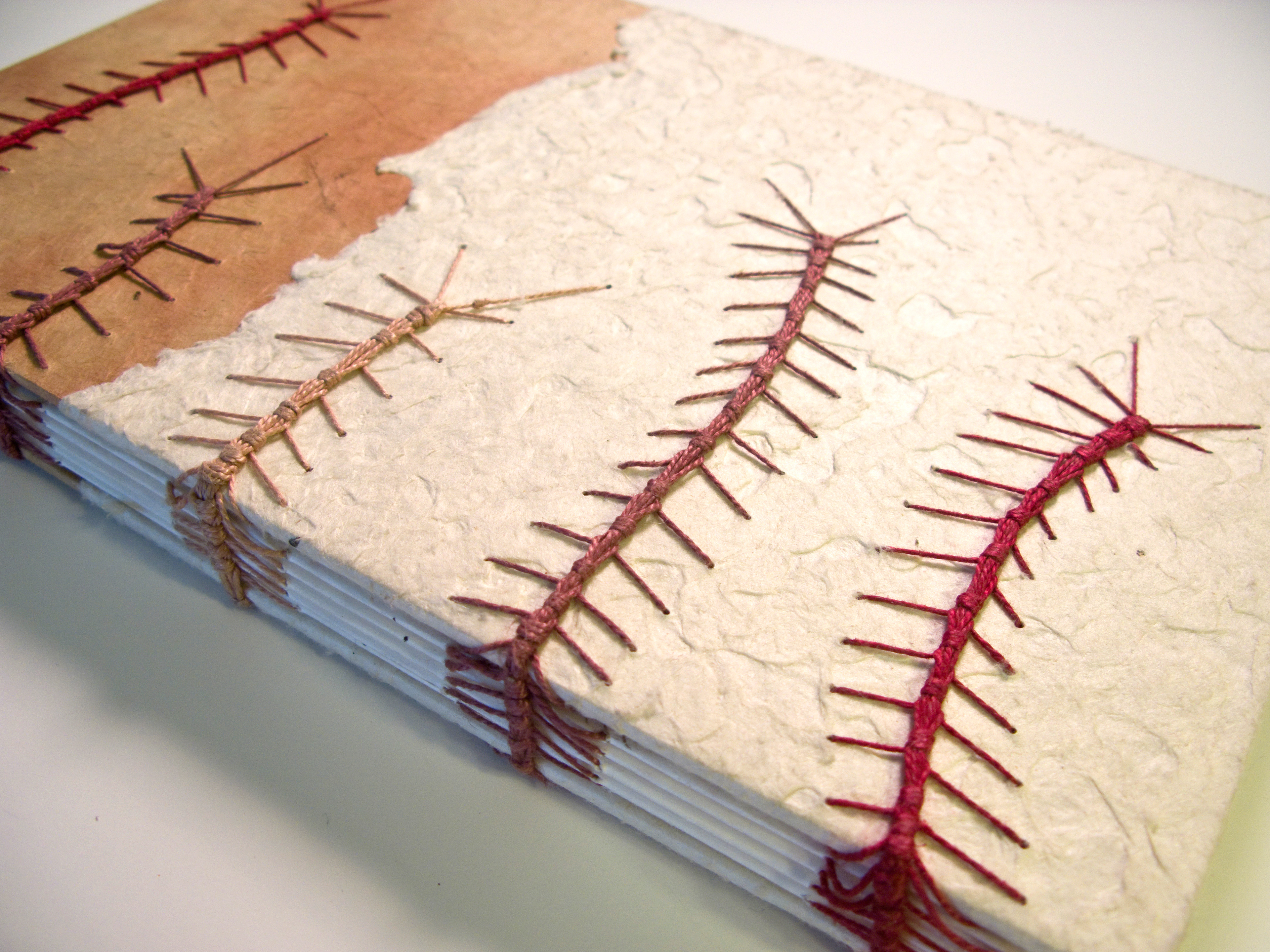 The ivory paper is one of my favorite handmade papers. It has big sharp pits on the front side, but it also shows well on the back. Very thick to boot, which adds substance with the texture.