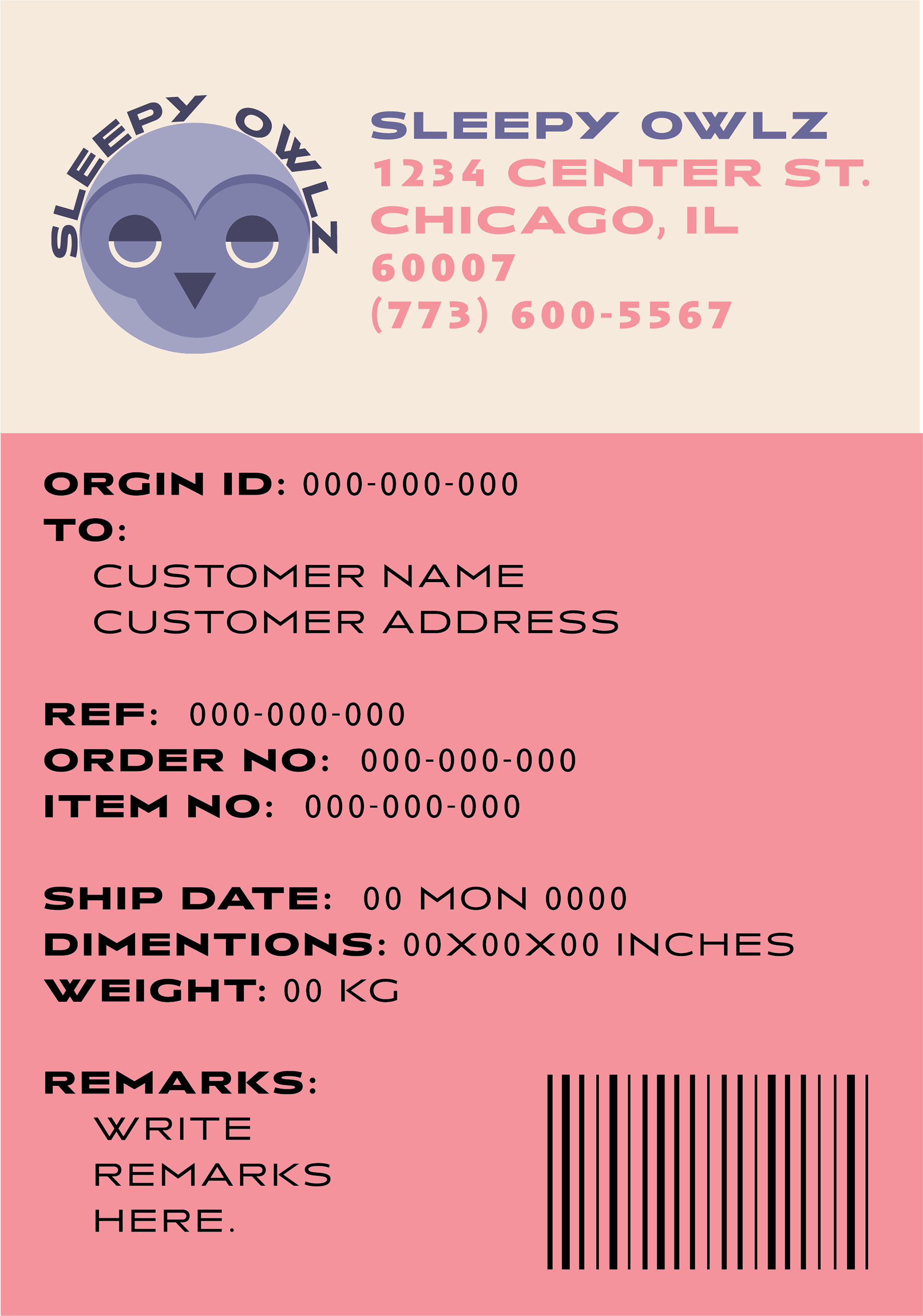 shipping label