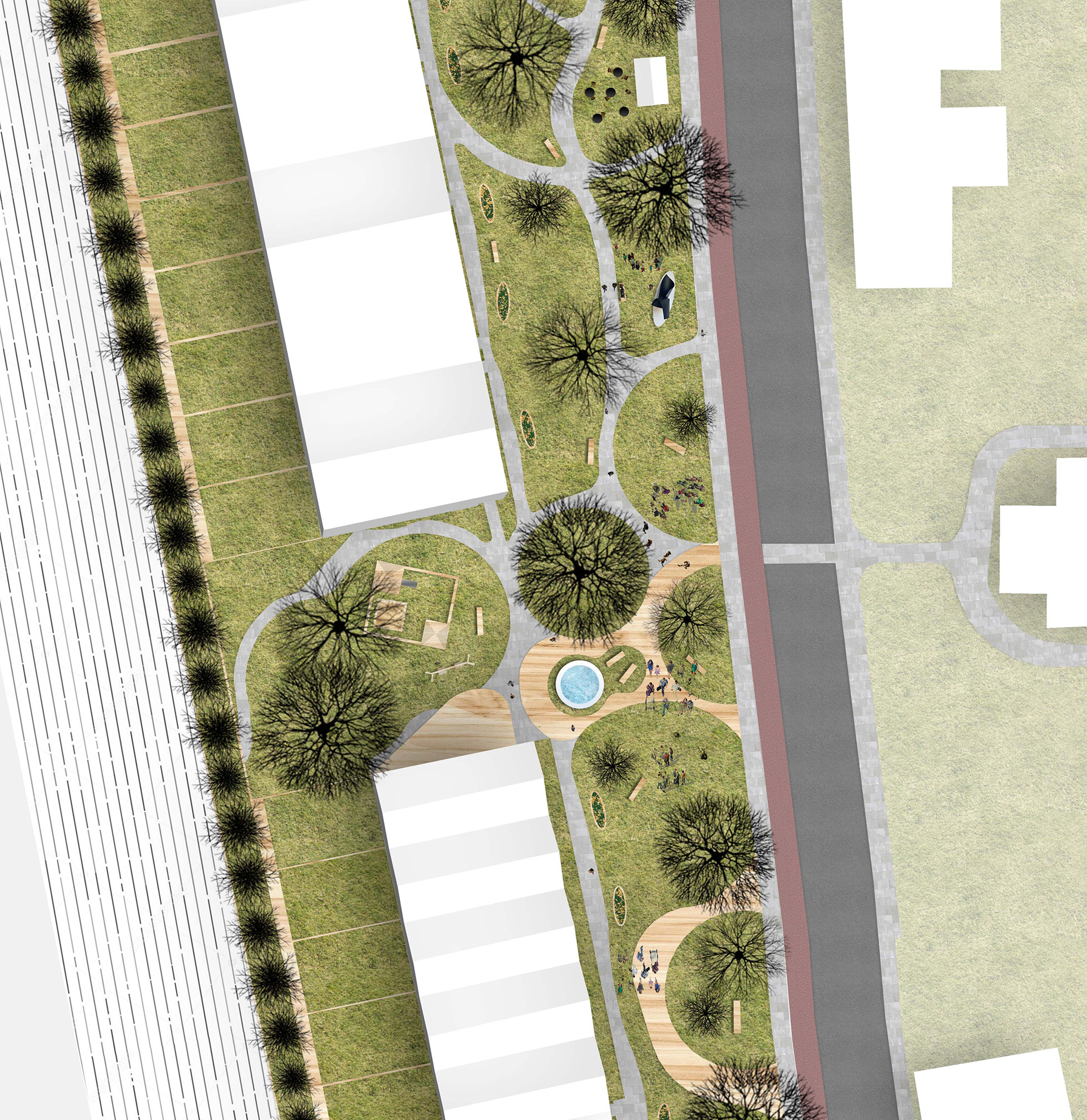 Landscaping detail of open space