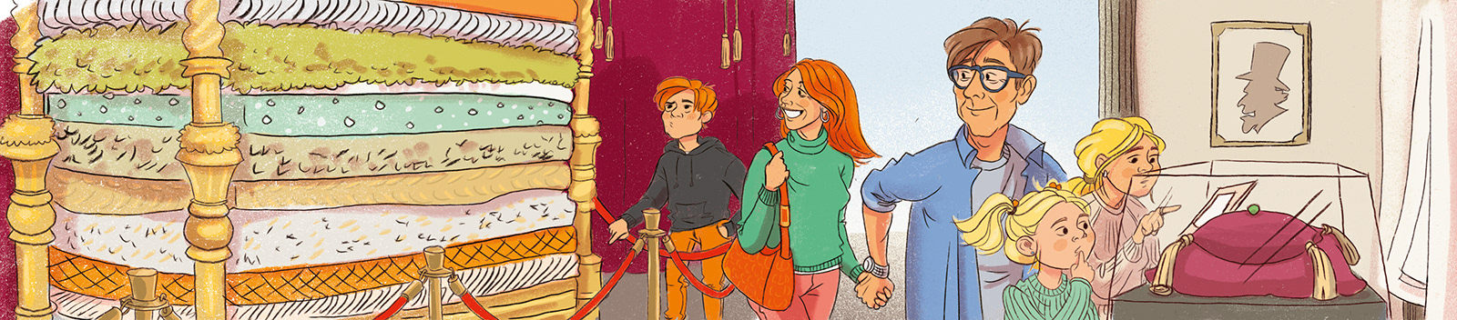 illustration, danish illustrator, drawings, tegninger, tegning, letlæsningsbøger, børnebøger, marianne pryning, pryning, dansk illustrator, digital tegning, digital drawing, dansk tegner, København, Copenhagen, tegner i København, museum, familie