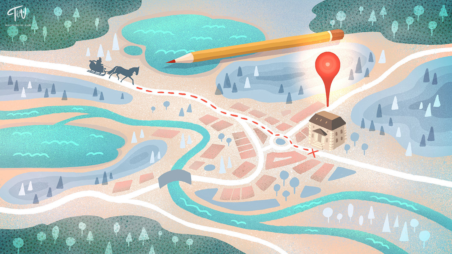Background illustration for animated video (Česká spořitelna)
