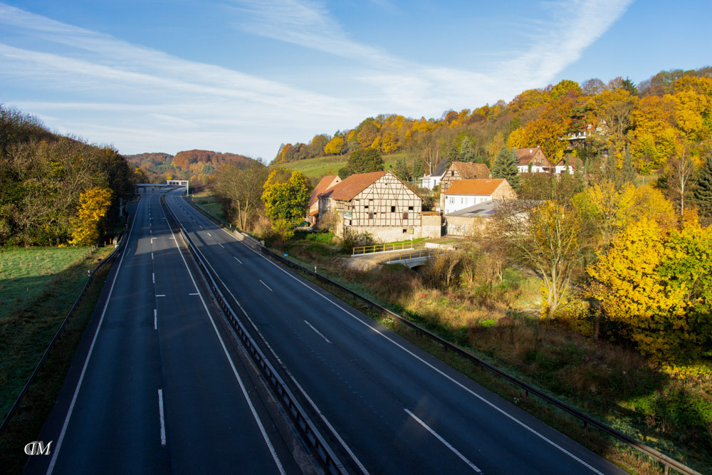 Autobahn bei Pösen kurz nach der Stilllegung