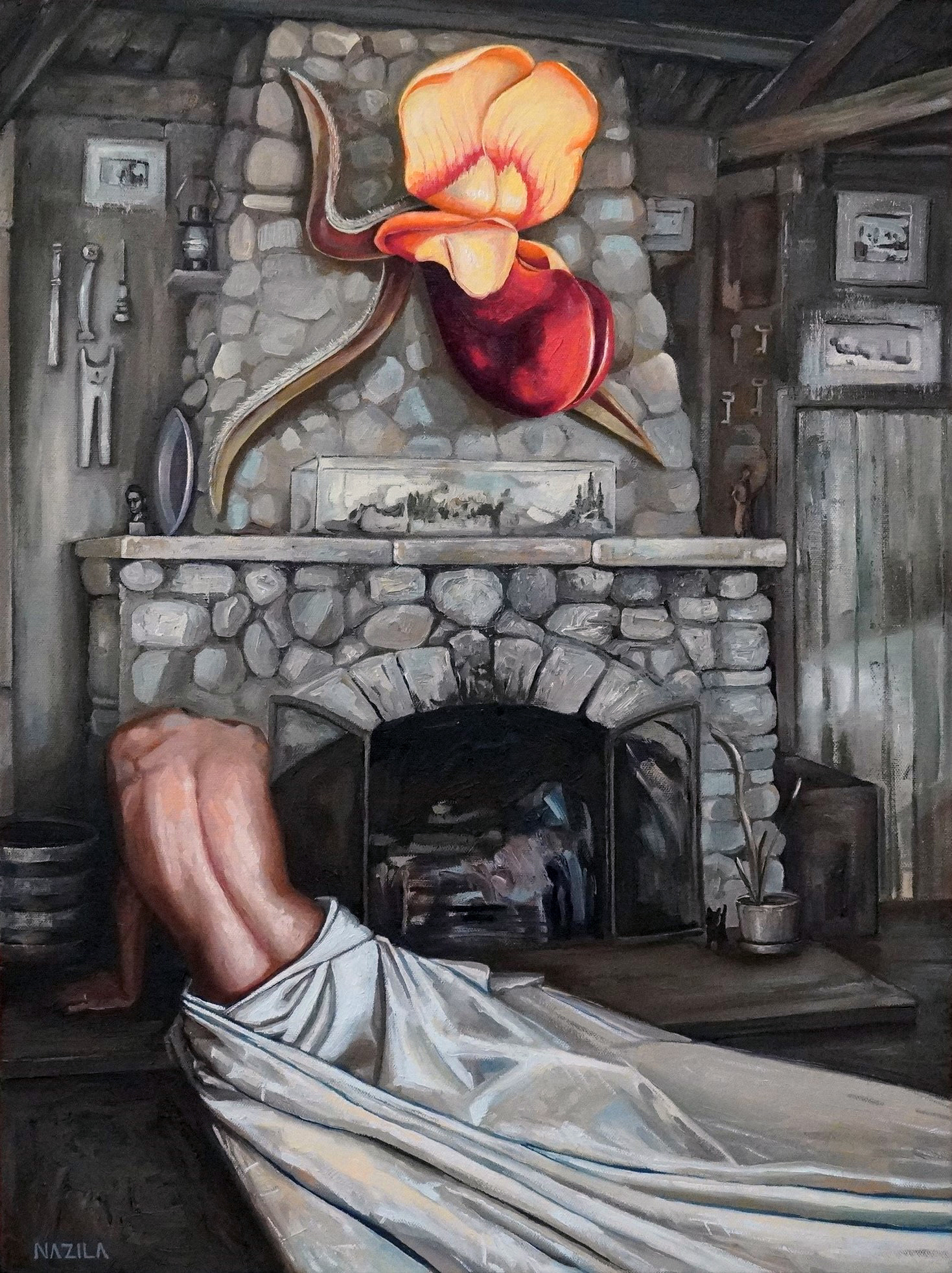 the deer, oil paint on canvas, 45x60 cm