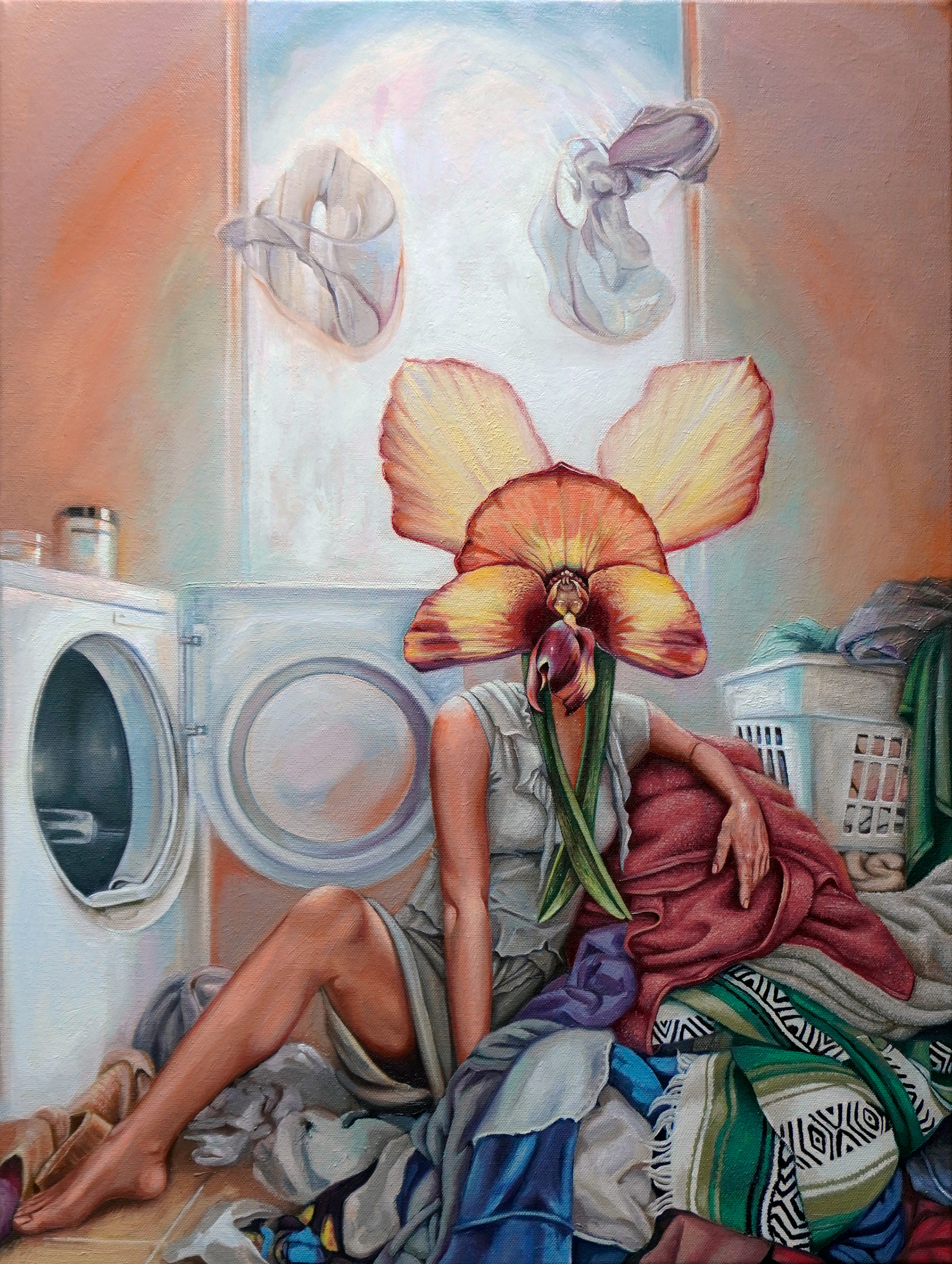 diuris in the laundry room, oil paint on canvas, 45x60 cm