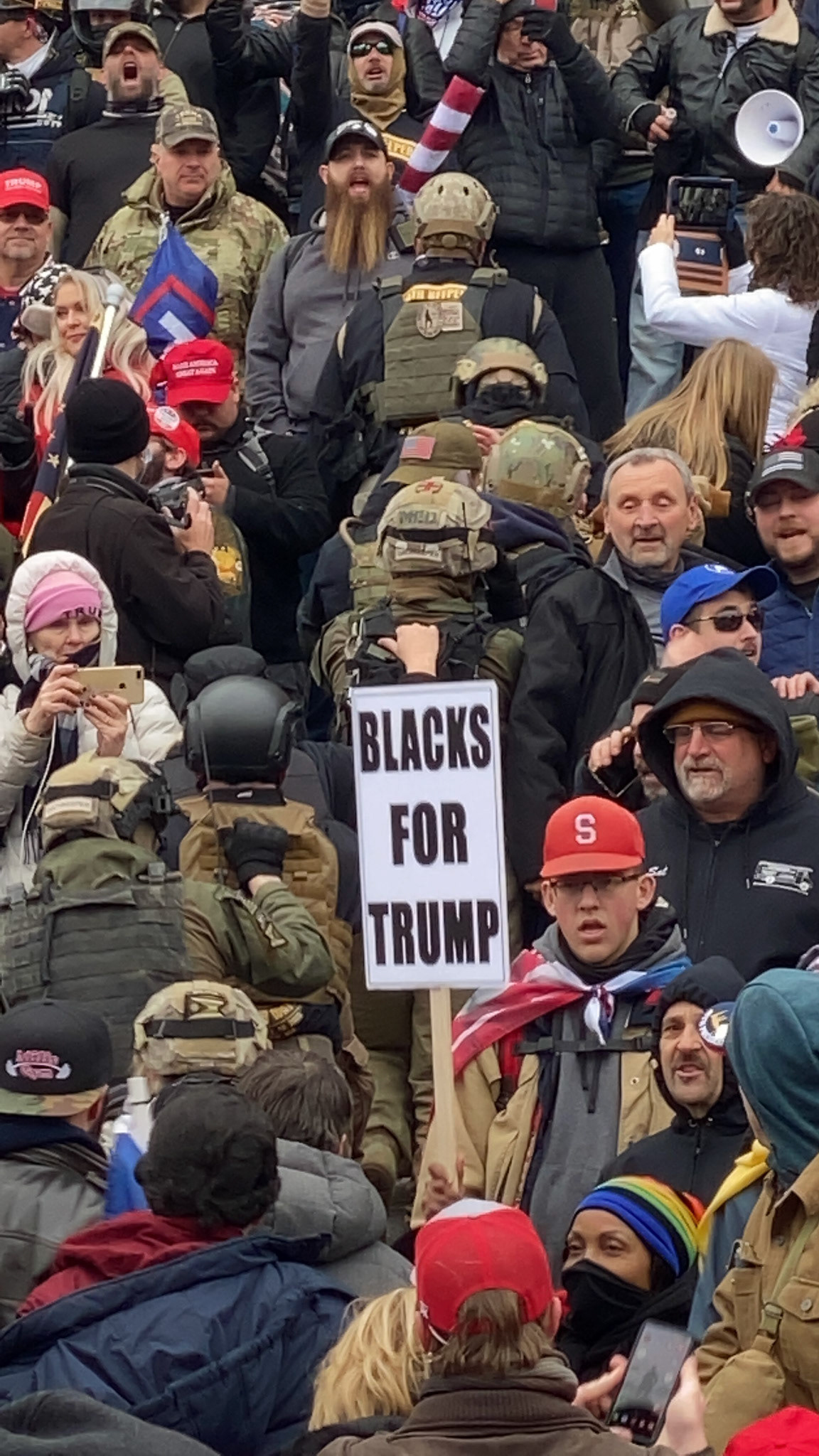 January 6, 2021 - The East Capitol, Washington, DC, USA. The image that helped identify the Oath Keepers and led to indictments including seditious charges for Oath Keeper Leader, Stewart Rhodes. This image was also used in the Department of Justices evidence in Donald Trump's second Impeachment hearings.