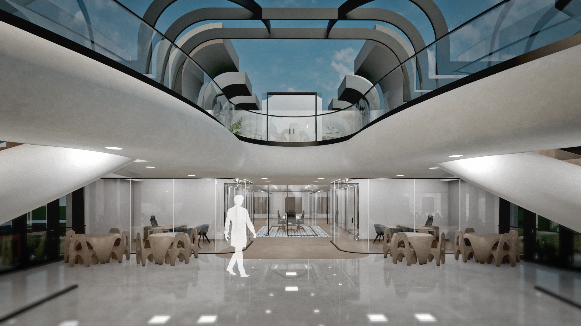 Atrium toward Offices