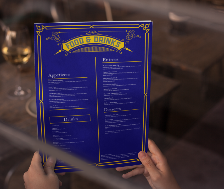 Menu Back Cover