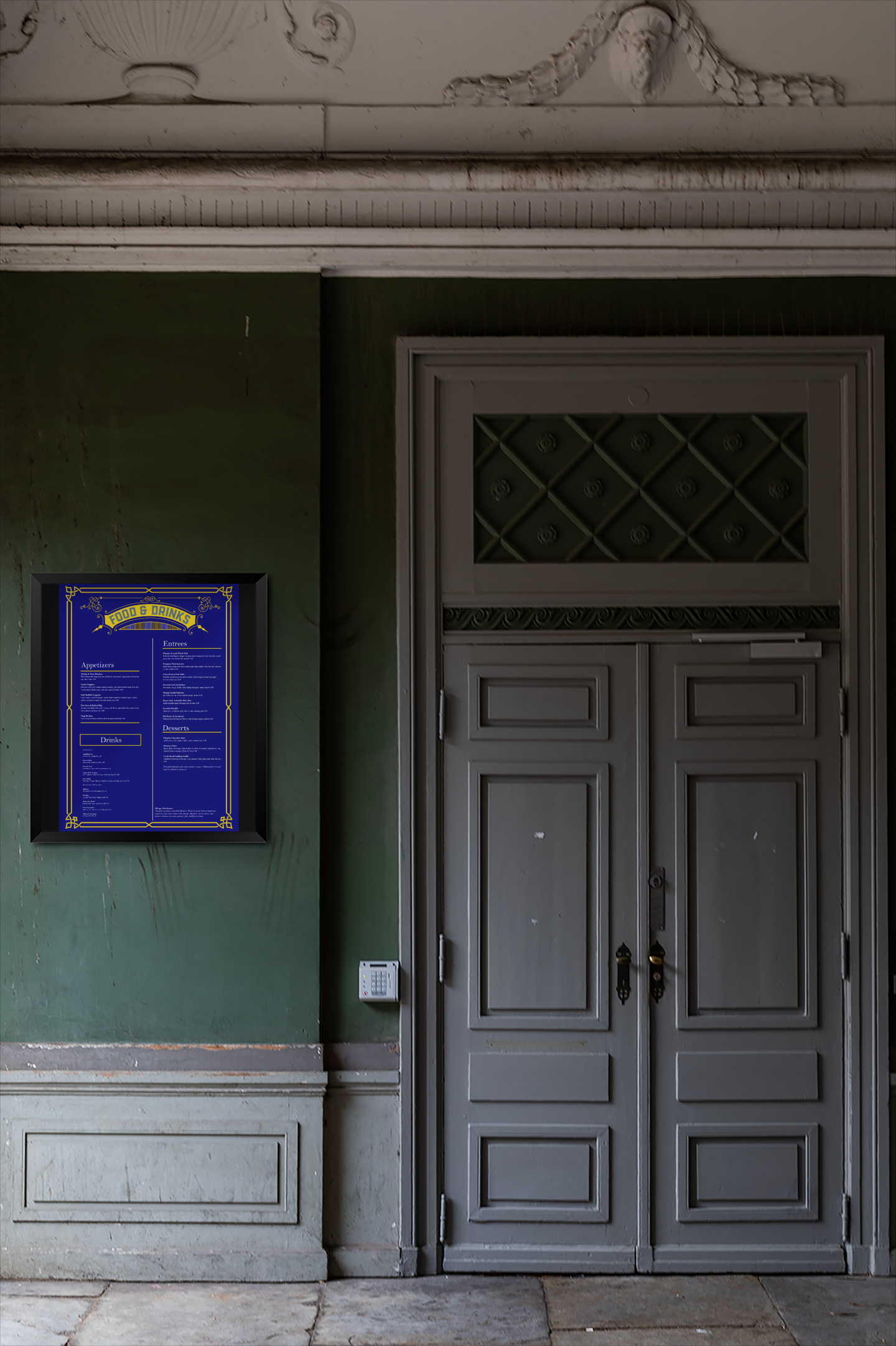 Menu in Poster Case