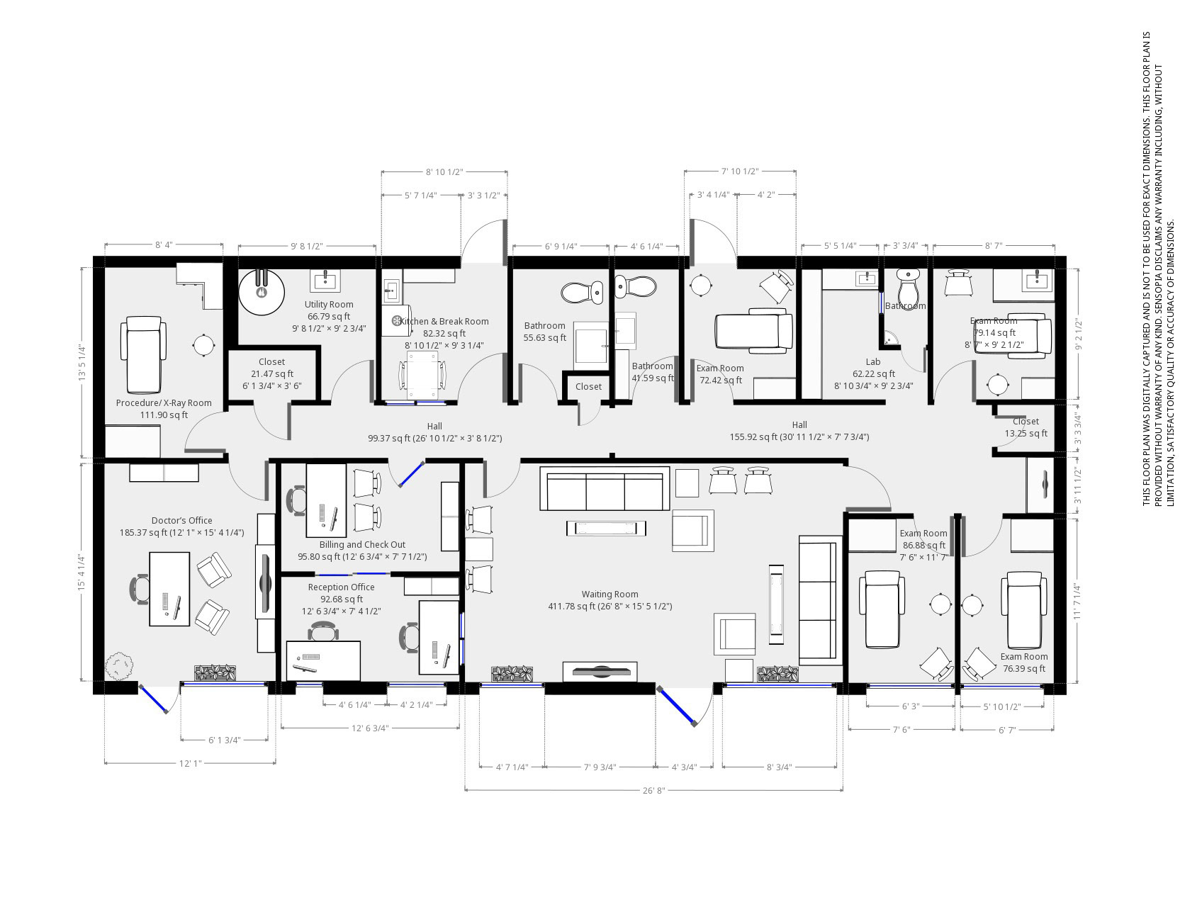 Commercial Floor Plan - Detailed that is Staged