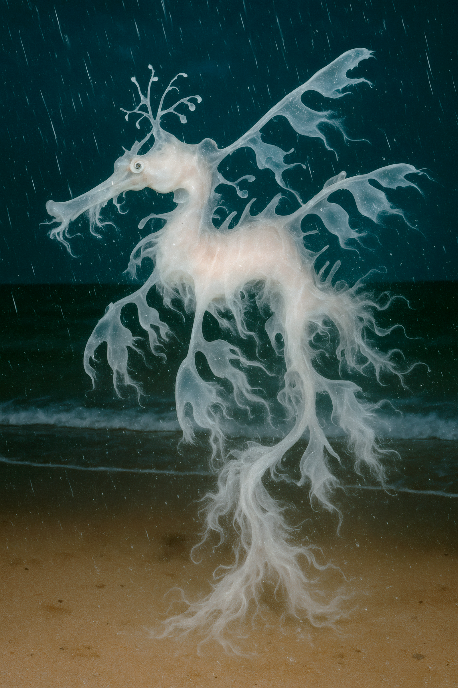 "Uwatsu Ōwatatsumi" (A visual invocation of Uwatsu Ōwatatsumi — the ocean’s sacred guardian. A being of flowing forms and hidden tides, embodying the spirit of the sea and its eternal mysteries.)