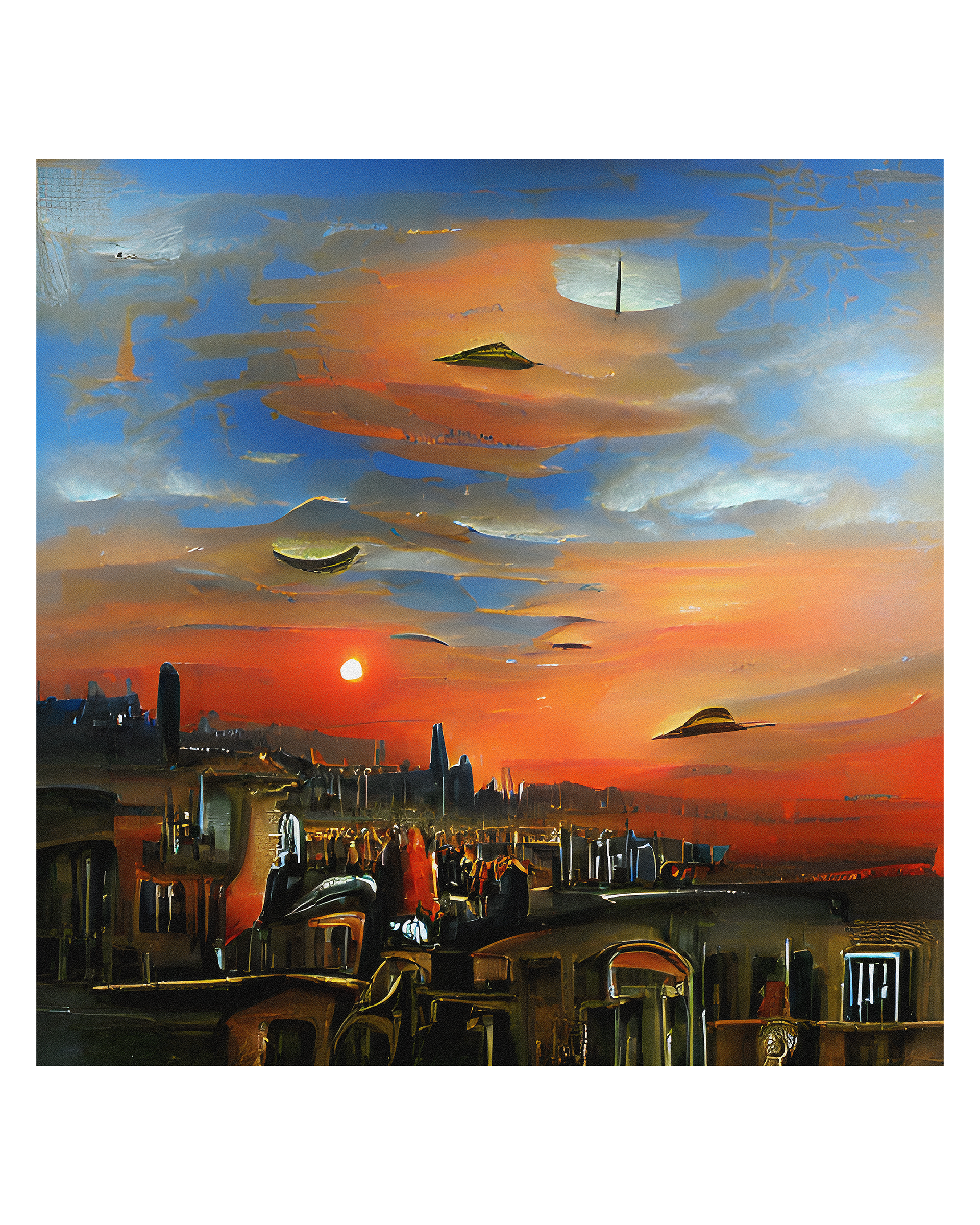 Urban evening on a virtual exoplanet (Entardecer urbano em um exoplaneta virtual)