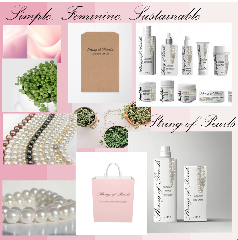 A sustainable skincare brand I created based off of the plant "String of Pearls"