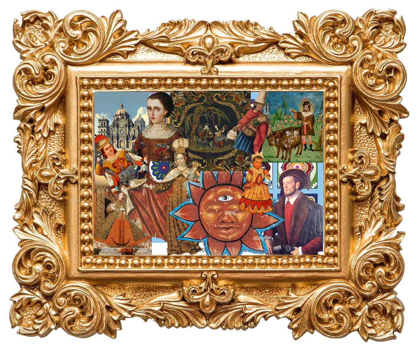 A digital composition made using artists and concepts from the Spanish Colonial period