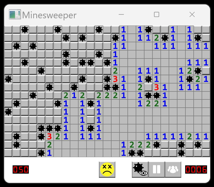 Game window: game lost
