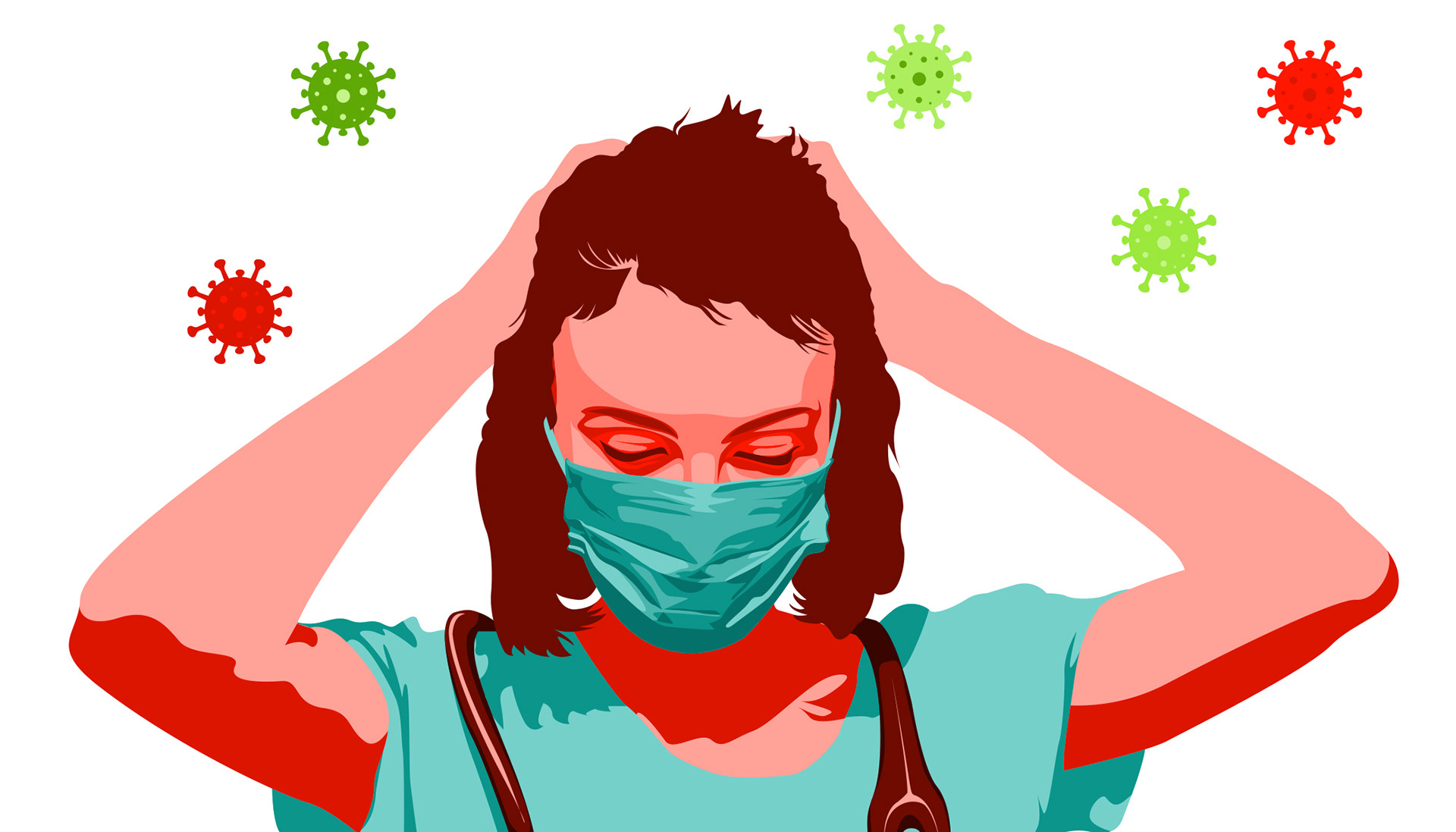 COVID Stressed Doctor Illustration 2021