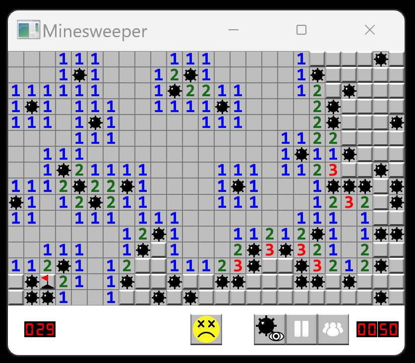 Game window: game lost