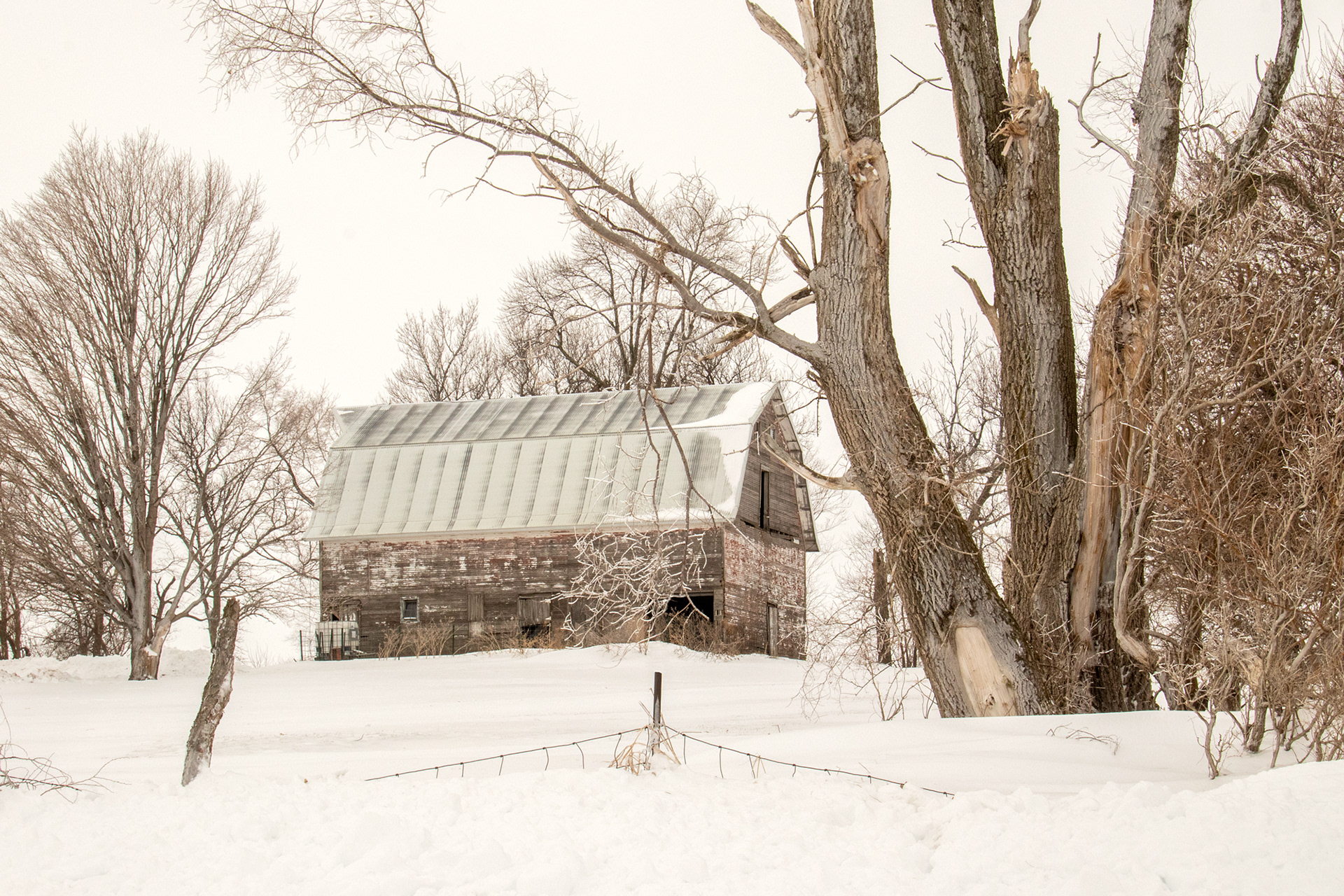 Old Barn in snow M Rd. Beaman Iowa