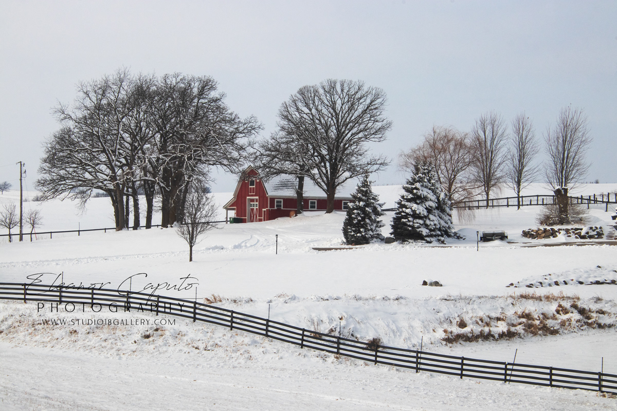 Red Barn in snow South West Iowa #102