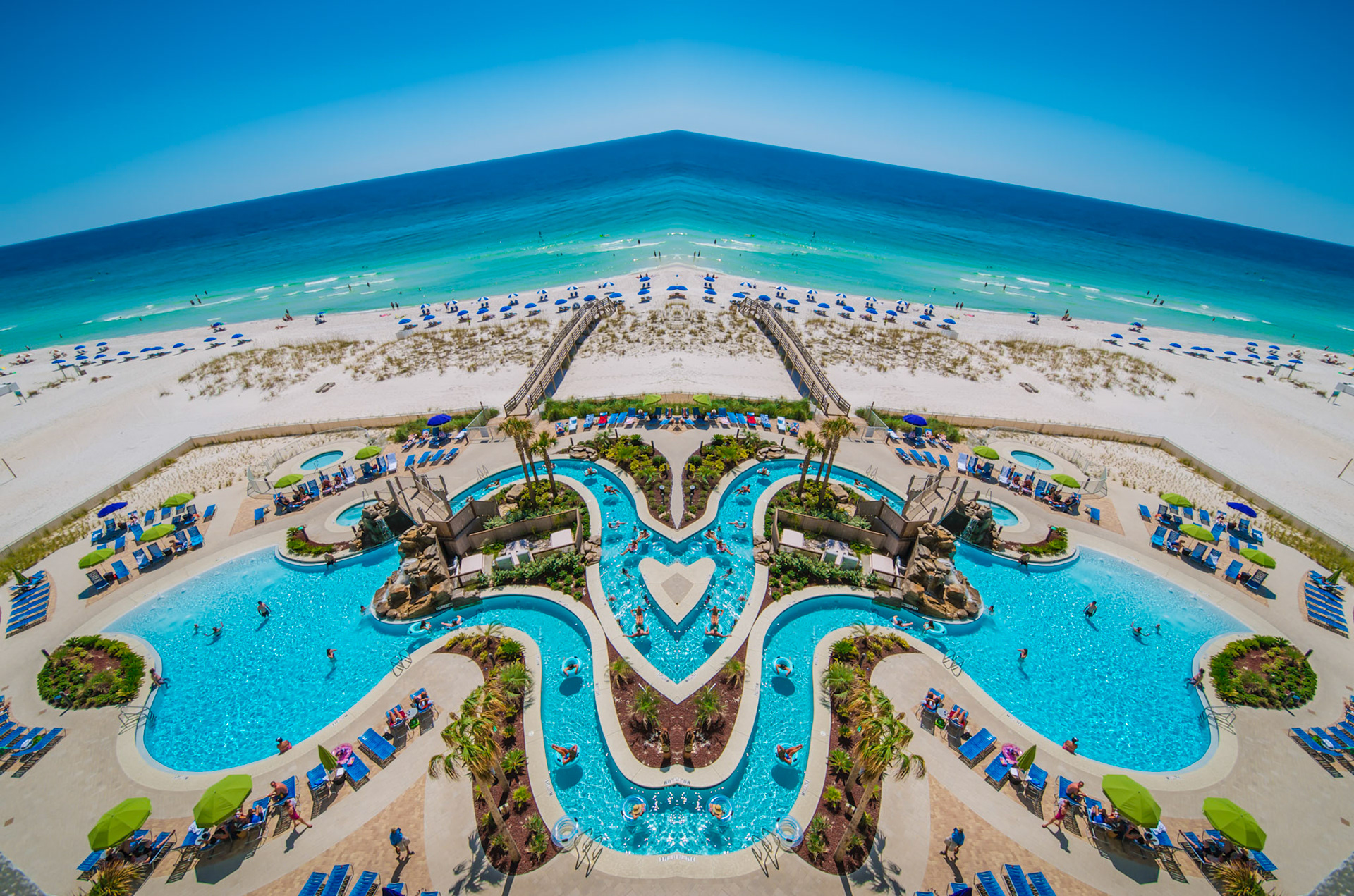 Lazy river and pools at Holiday Inn Resort, Pensacola Beach, Florida.