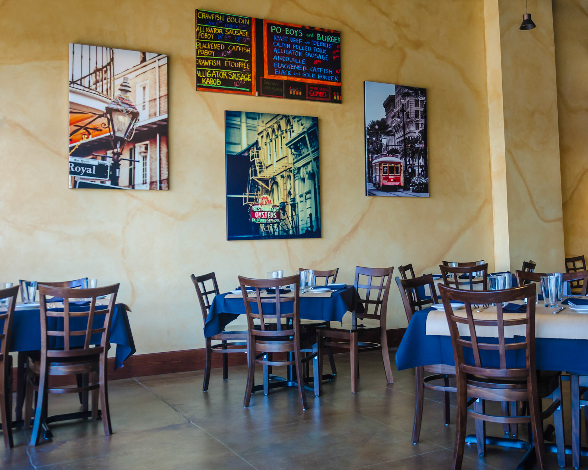 The Louisiana Pantry restaurant by renowned chef, Tom Wolfe. Creole-inspired dishes and New Orleans style at the Wharf, in Orange Beach, Alabama.