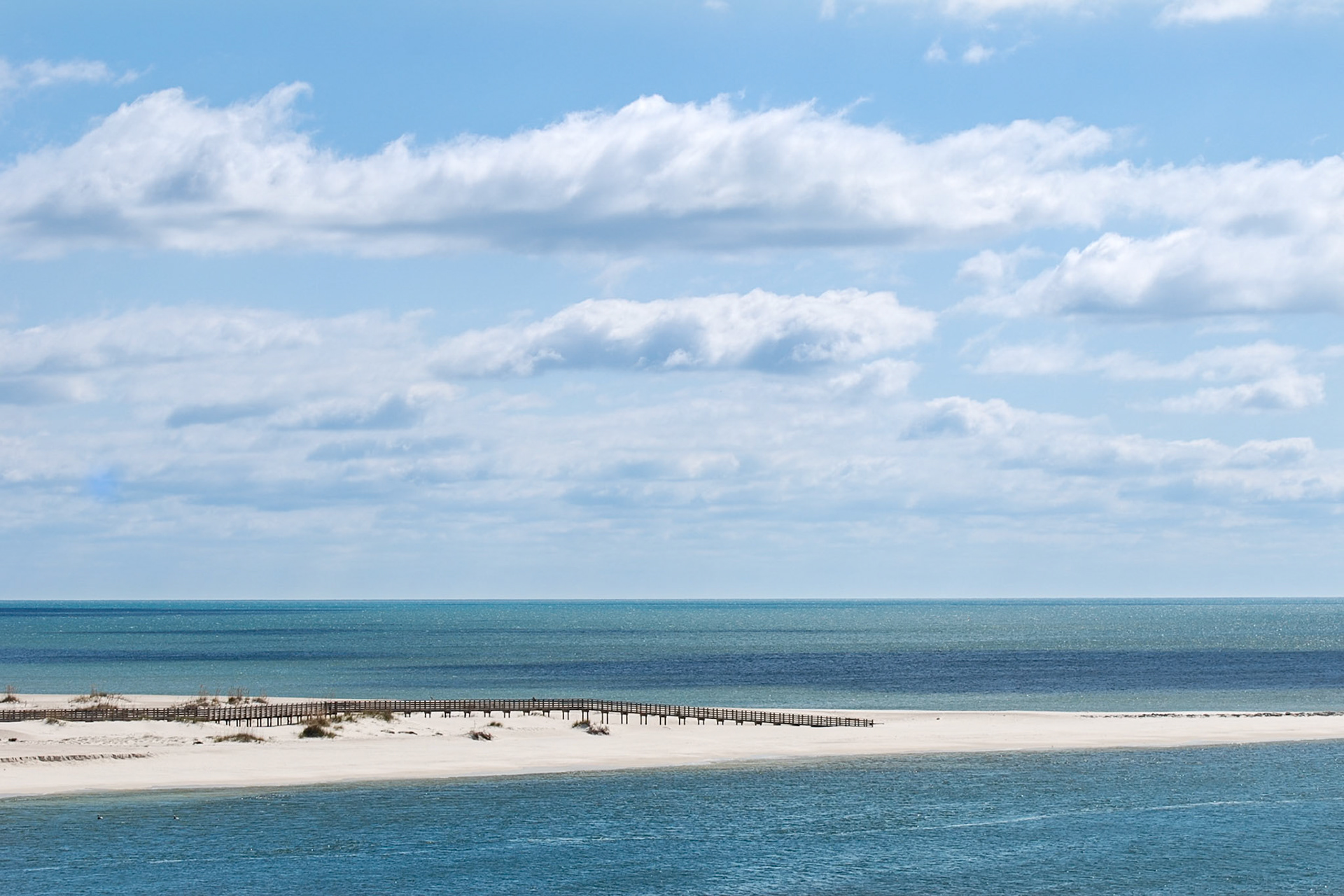 Boardwalk and blues at Perdido Pass, Orange Beach, Alabama