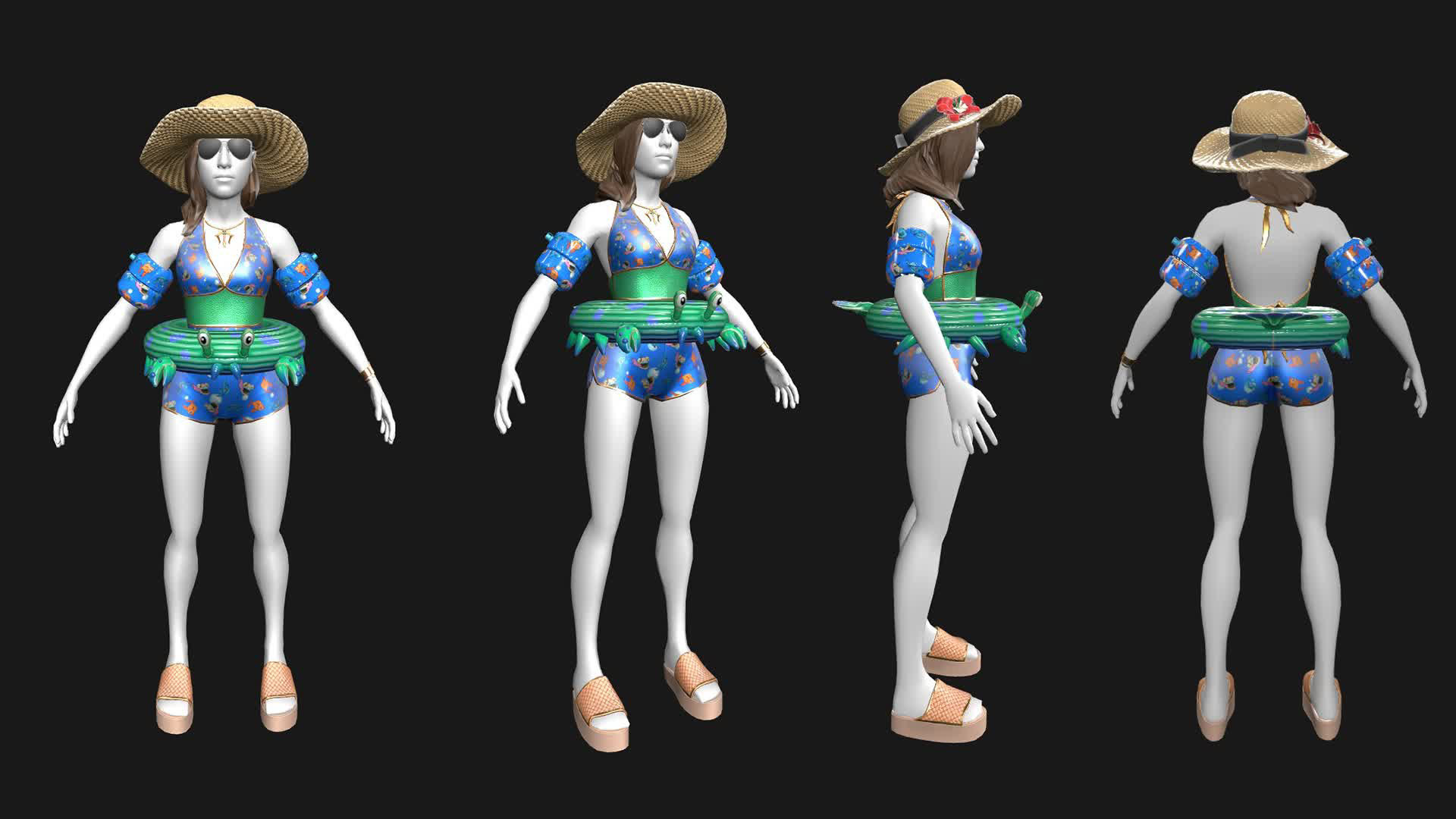 Merala the Mermaid Outfit #2 "Beach Themed" with tiling pattern