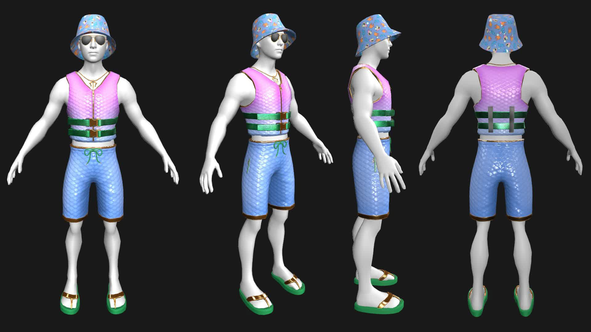 Merala the Mermaid based outfit #1 for male body