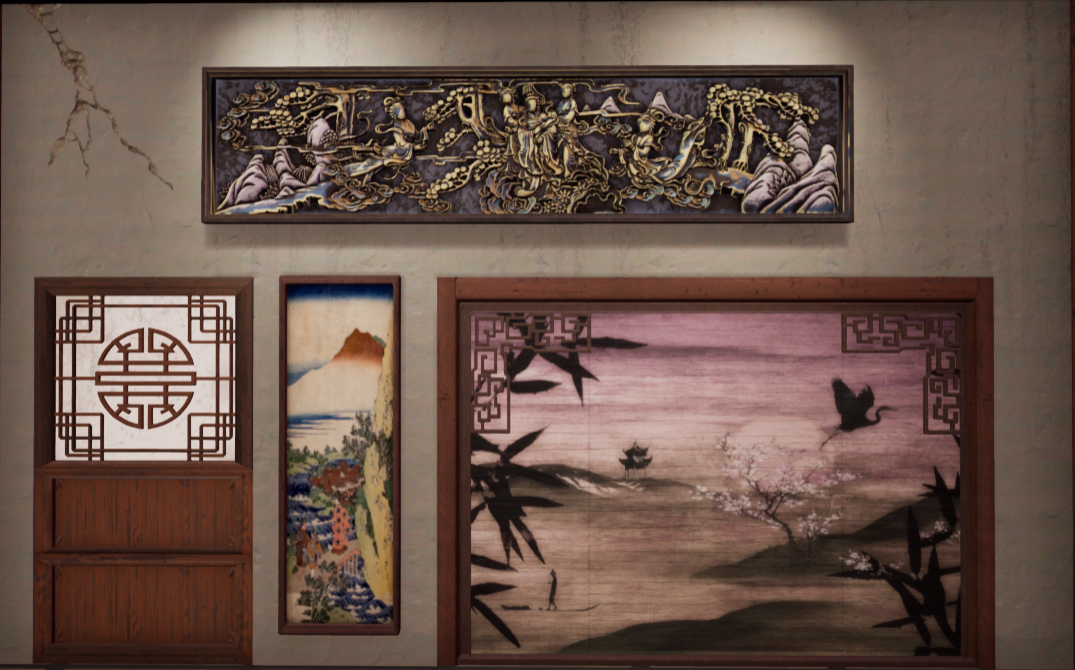 Tea room Wall 1, with the scrim area hidden