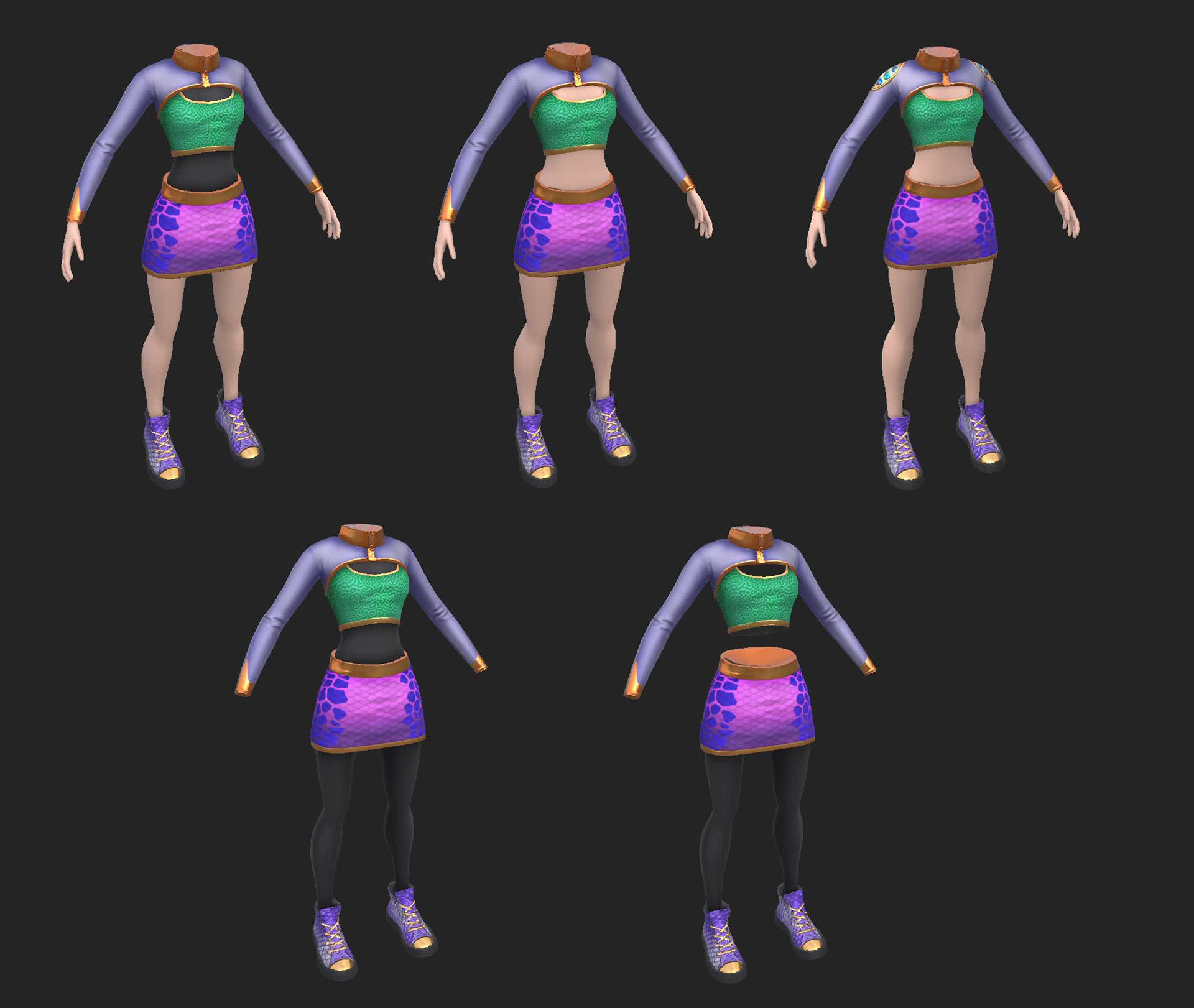 Collection of Merala the Mermaid based outfit #1 with a few different texture versions
