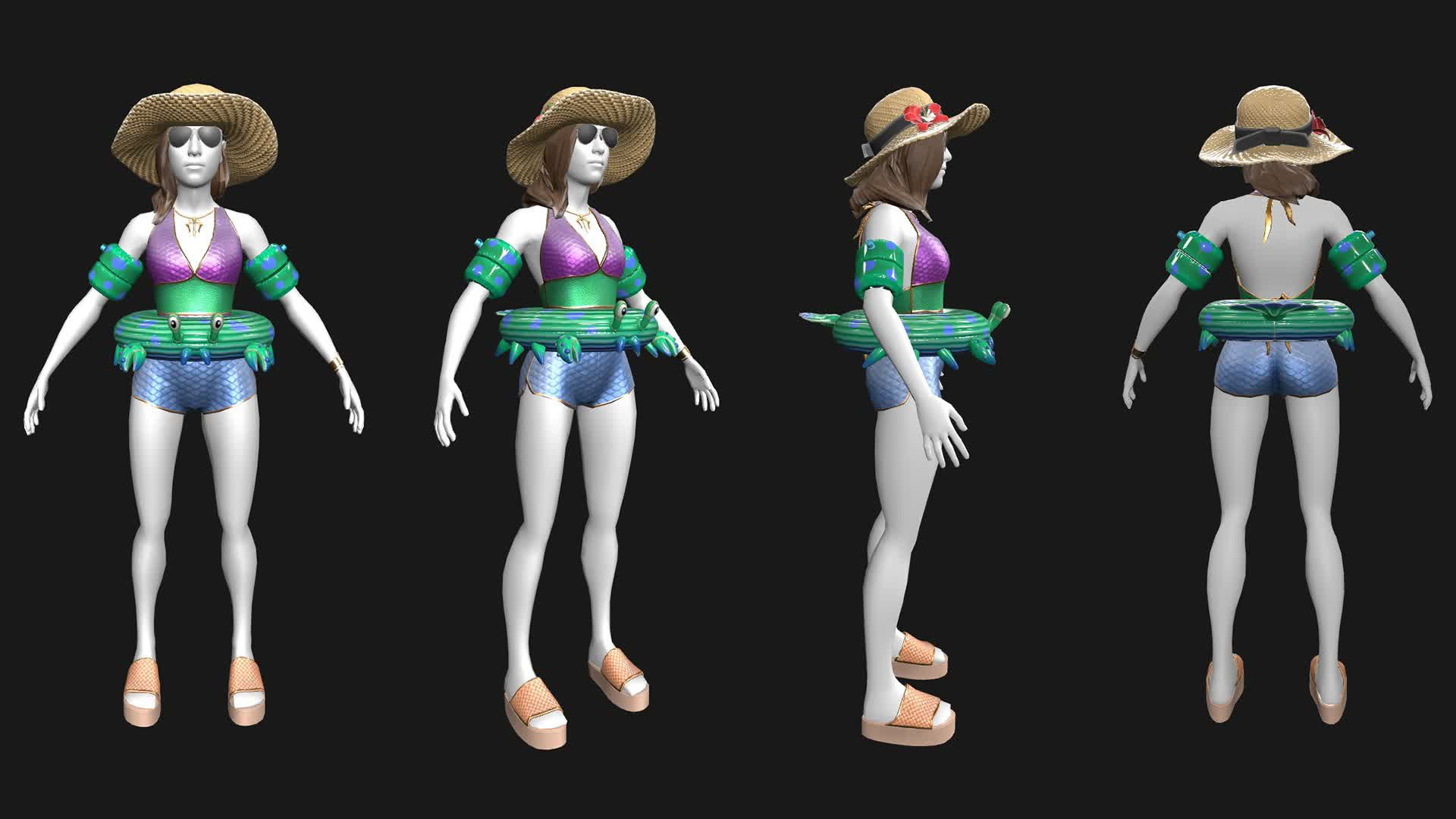 Merala the Mermaid Outfit #2 "Beach Themed" with scales pattern