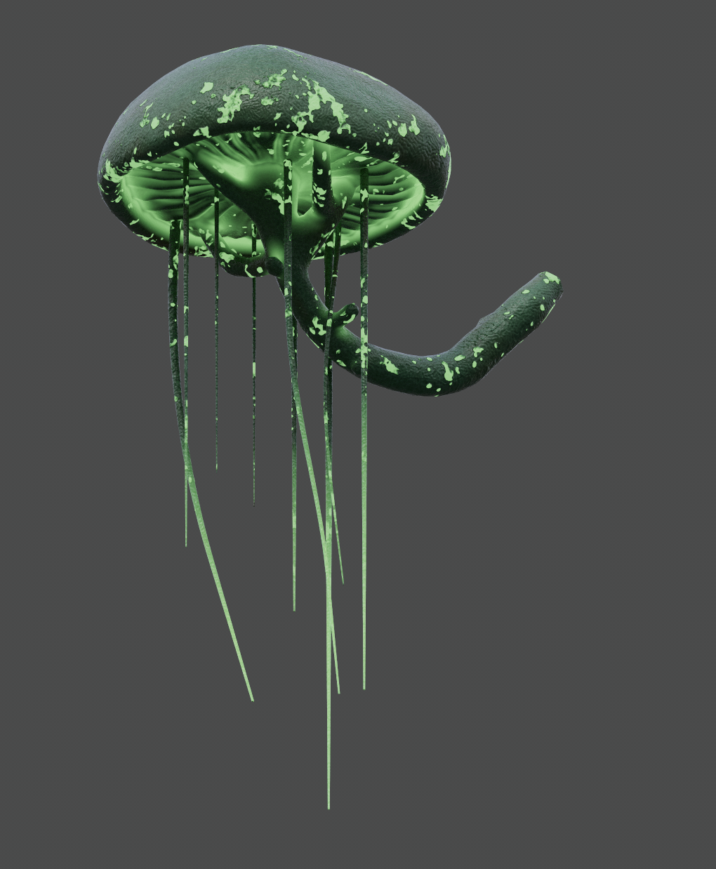 Bioluminescent Cliff Mushroom Variation 03 - sculpted in ZBrush and textured in Substance Painter