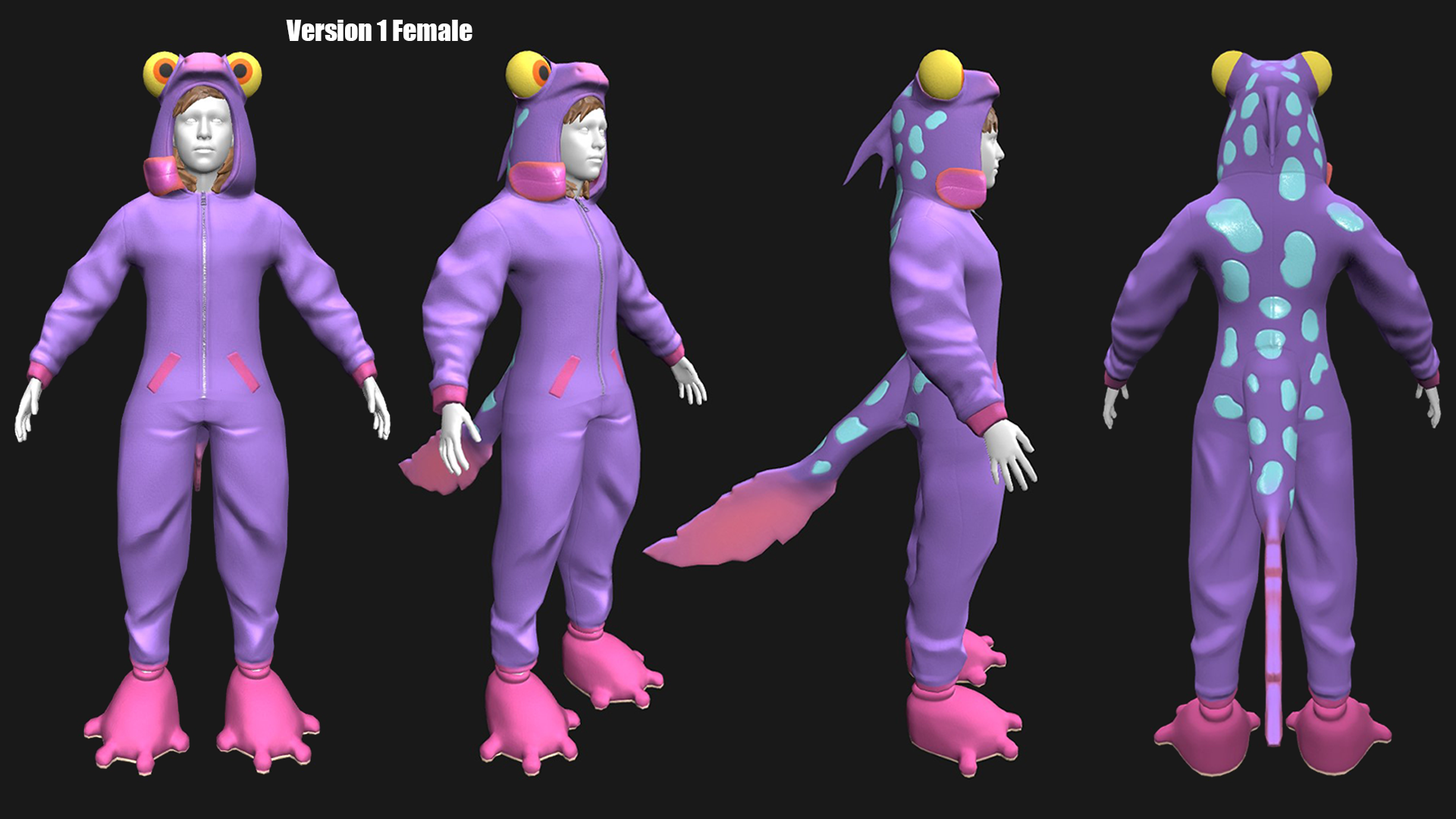 Gecko Onesie Texture #1 on female body