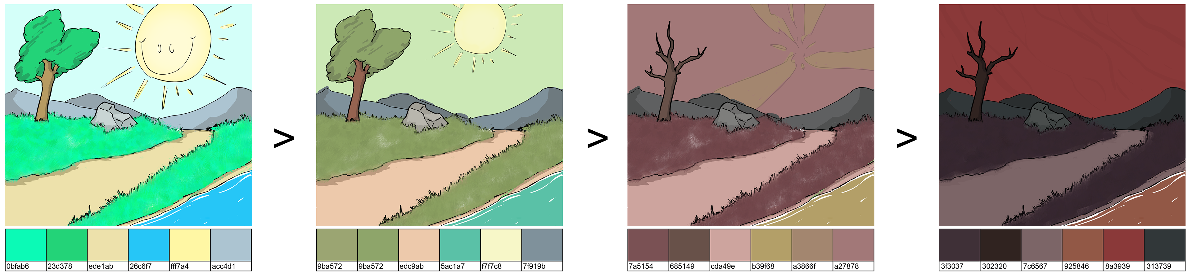 Color palette for dynamic world change