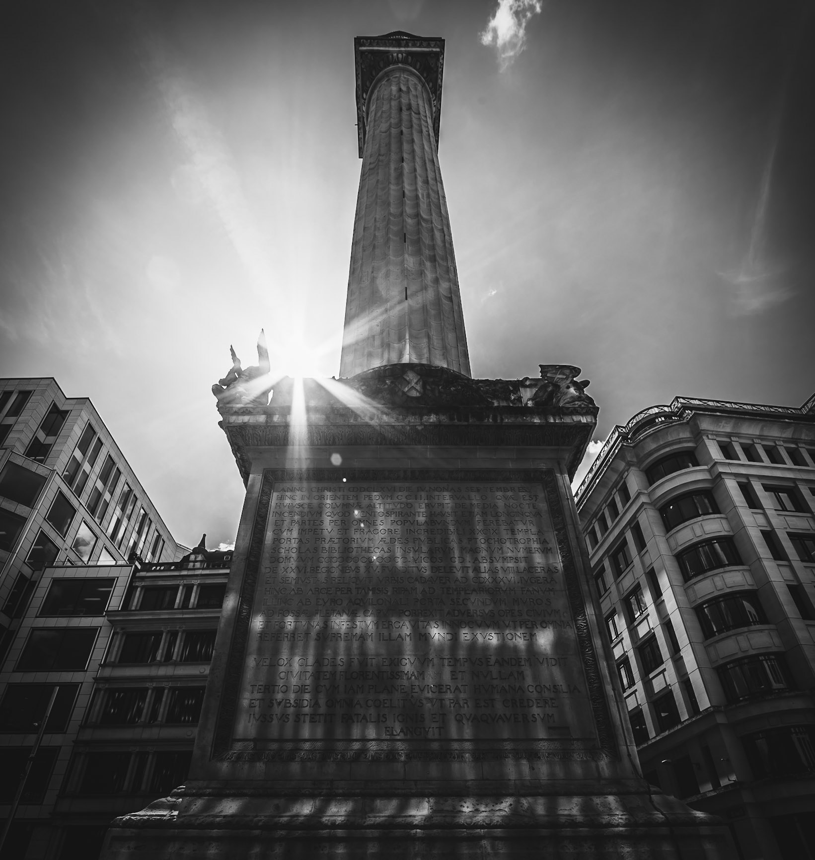 Fantastic reflections from the windows near monument.